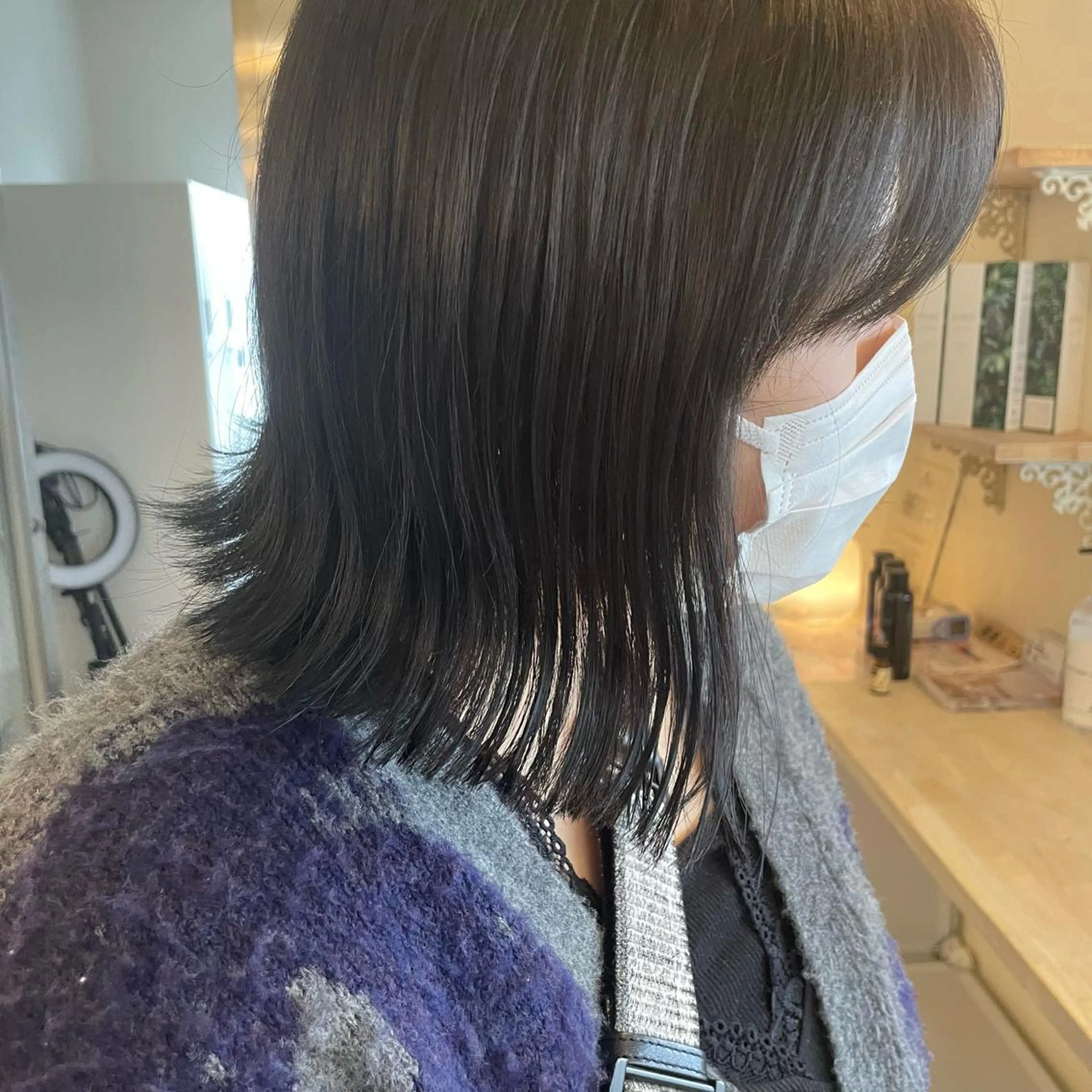 ショート カラー ダークグレー ヘアカラー トリートメント ボブウルフ／ボブ Satsuki【名駅のヘアスタイル