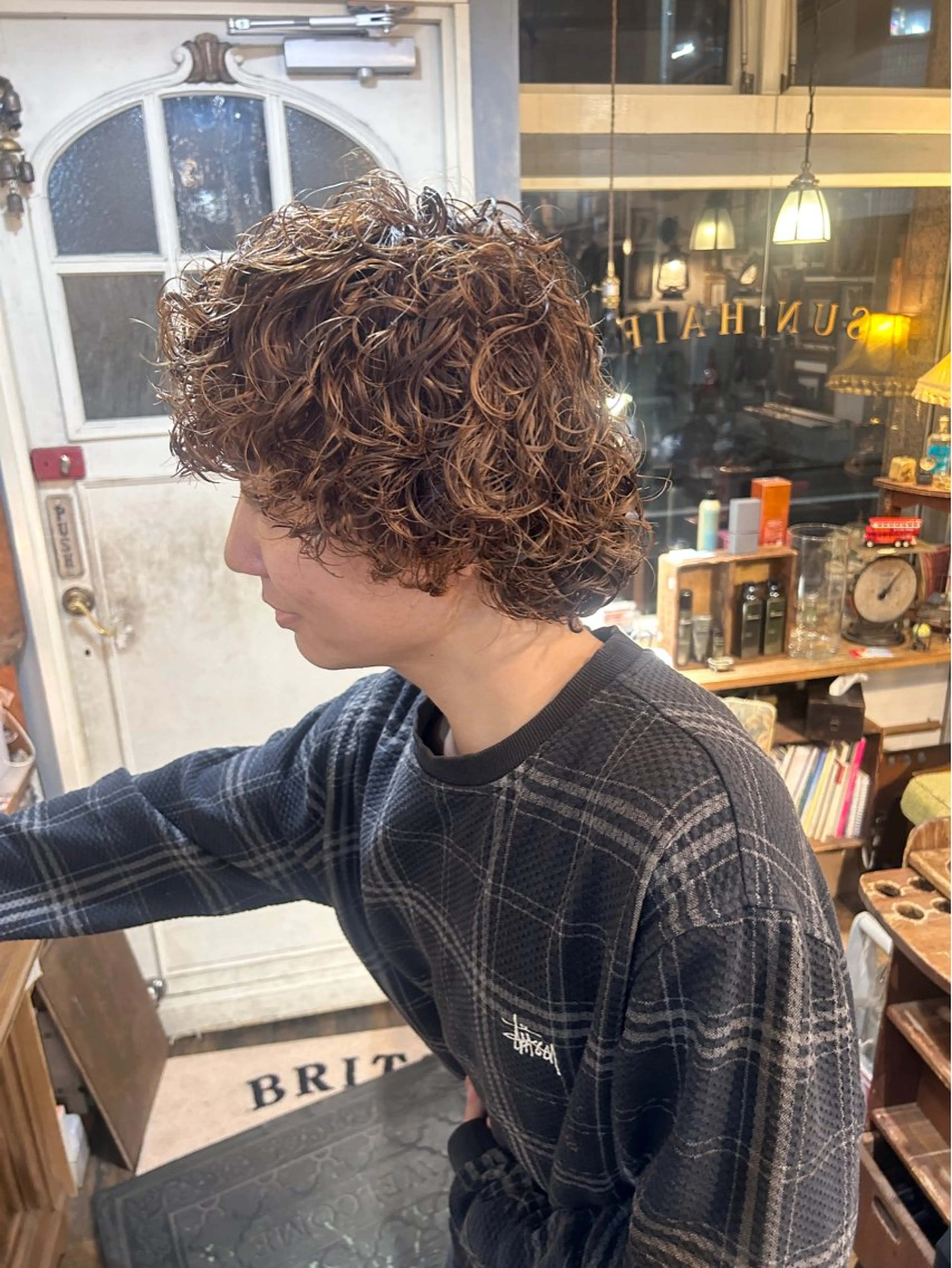 ショート パーマ メンズ カット パーマ 清水千優/パーマ/透 明感カラー/メンズのヘアスタイル