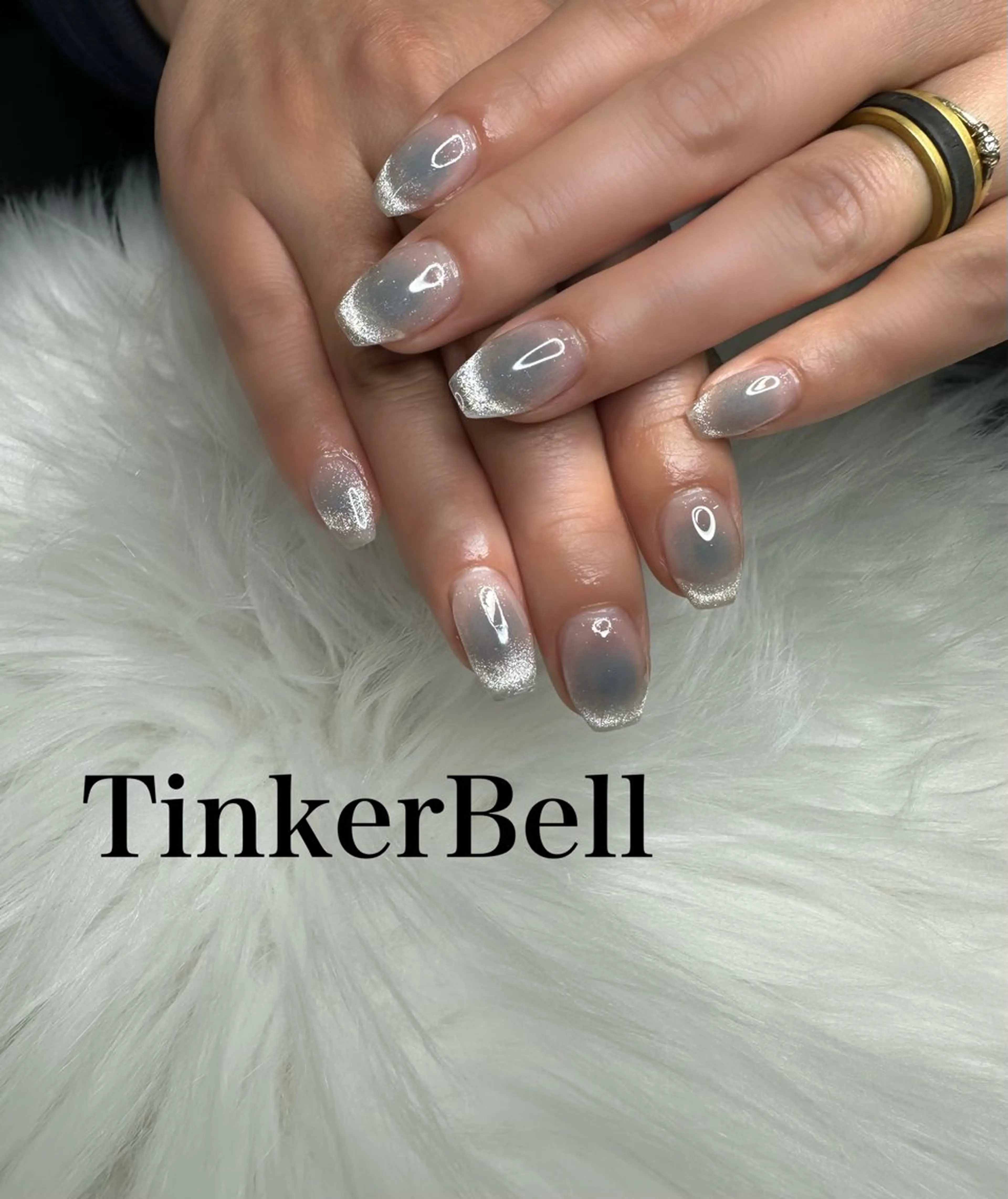 ネイル チークネイル マグネットネイル ハンドネイル Tinker Bellのネイルデザイン