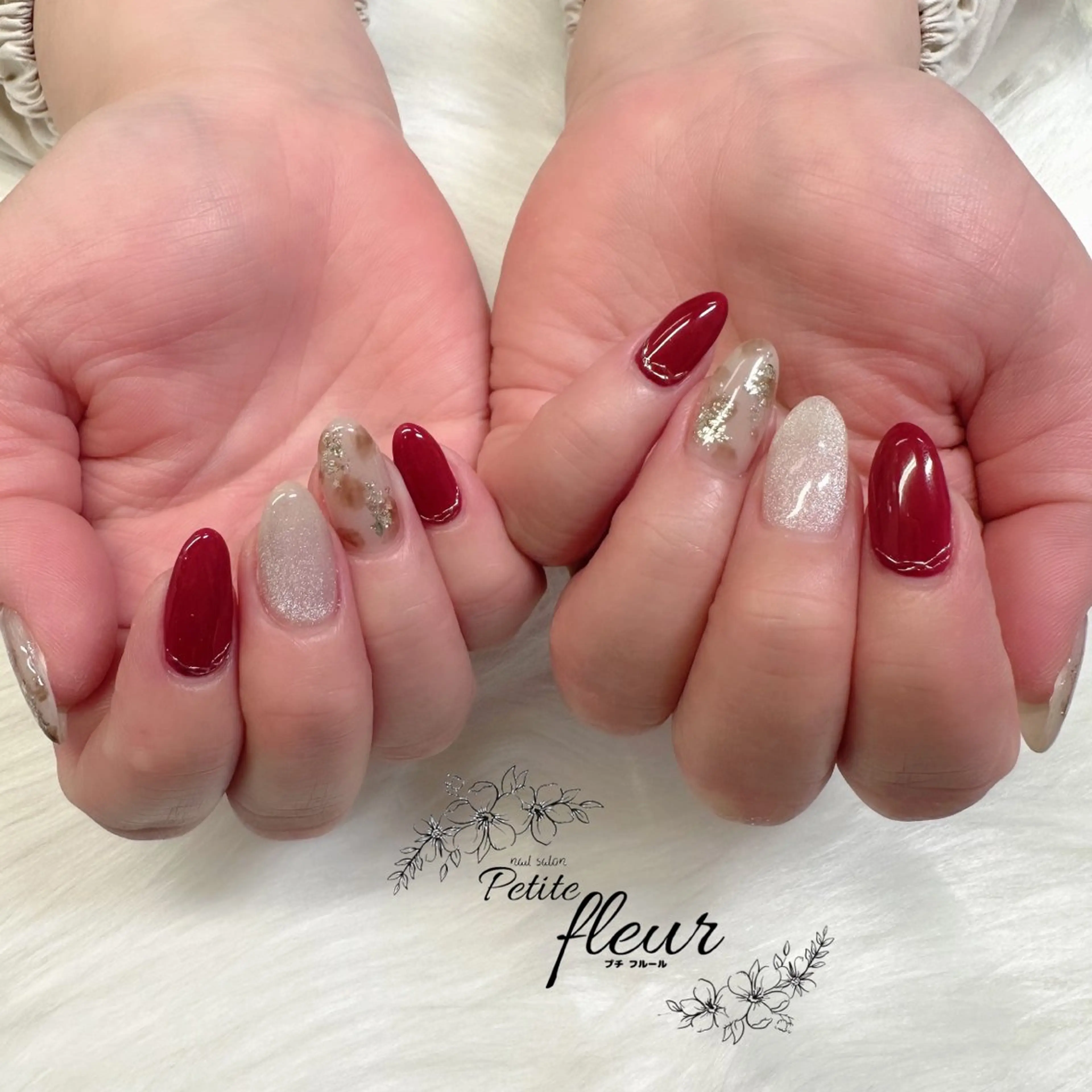 ネイル ボルドー ❁⃘*。Petite fleur❁⃘*りさのネイルデザイン