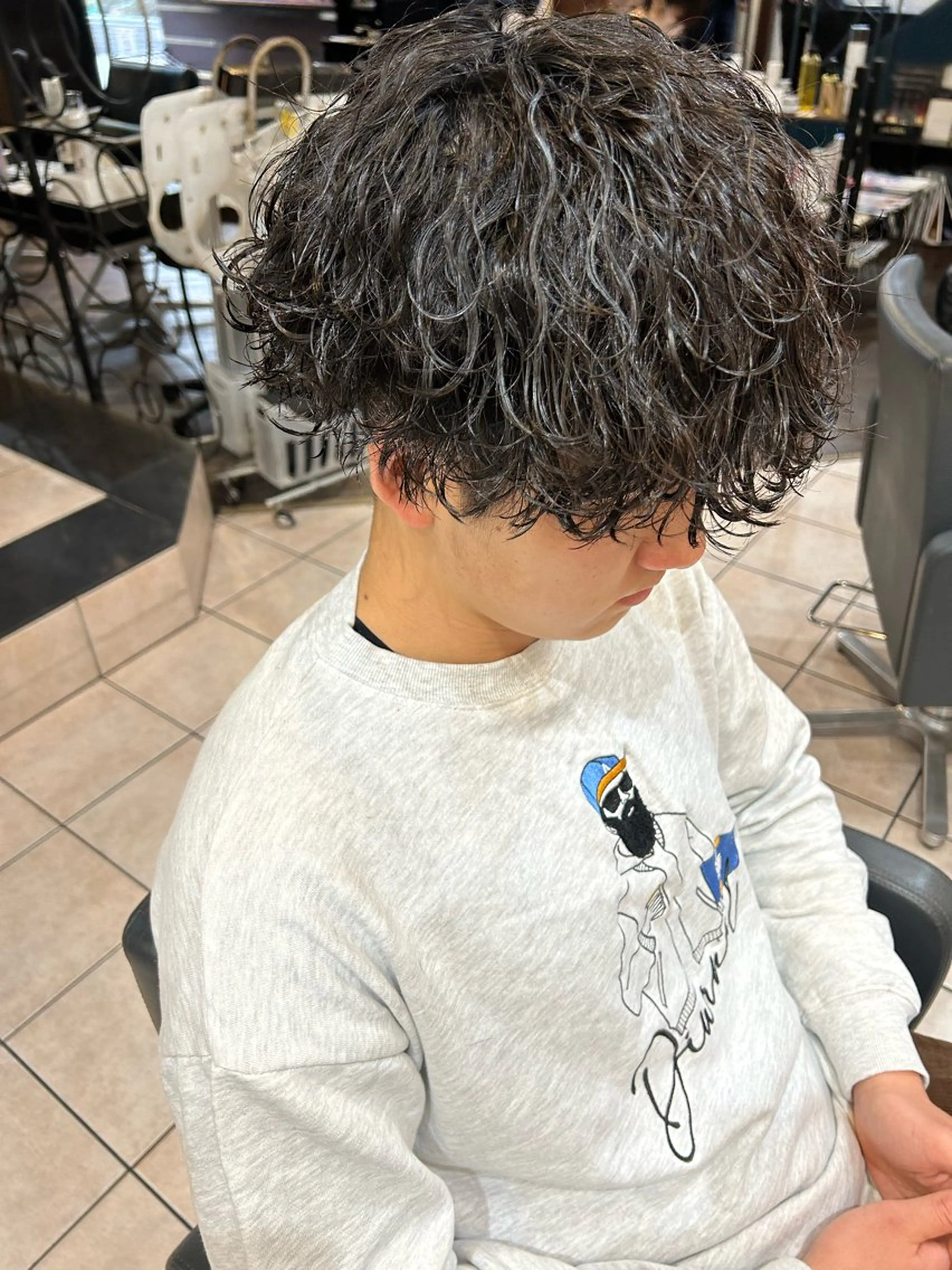 ミディアム パーマ メンズ 大阪/梅田/シャドウ パーマ/ノボリユウタのヘアスタイル