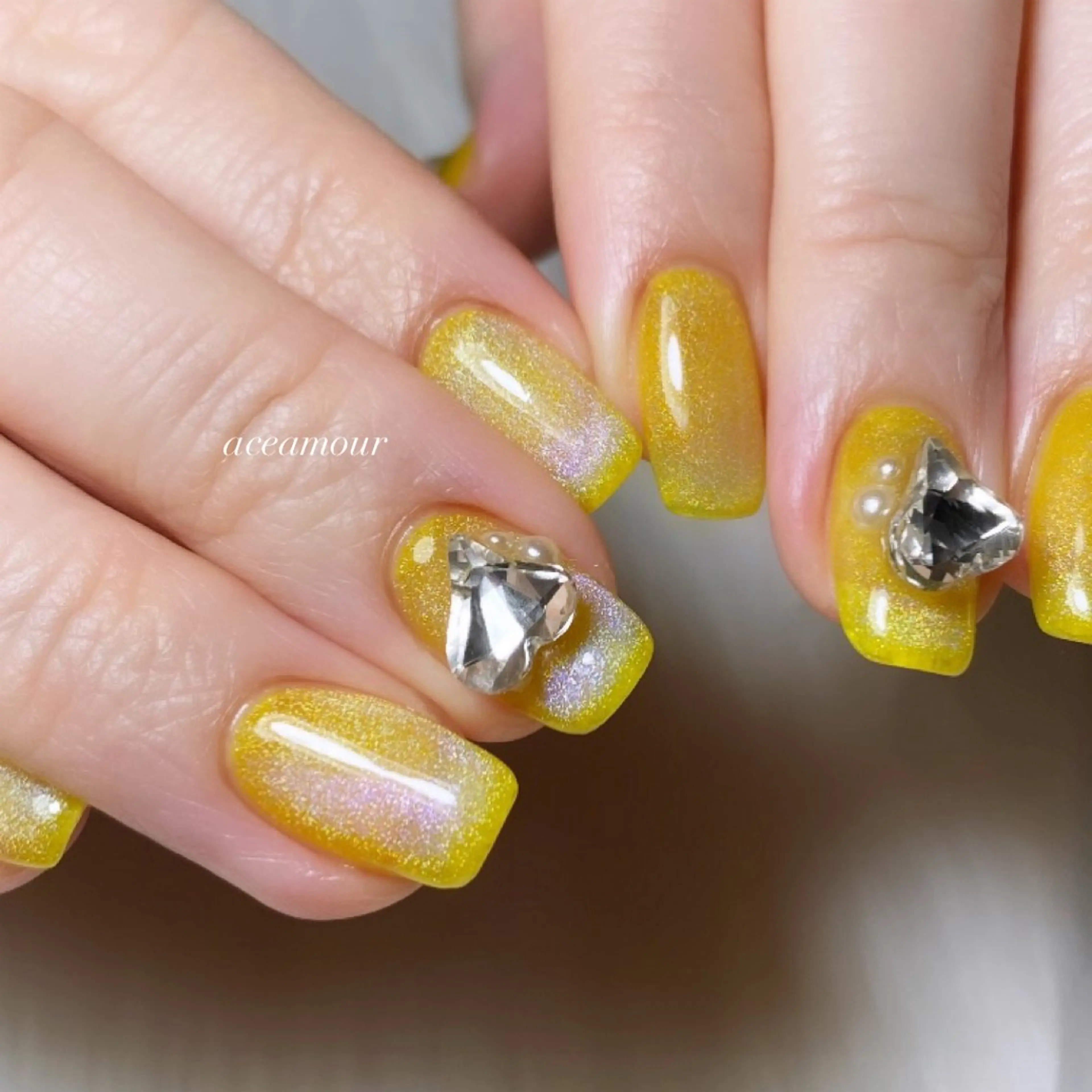 ネイル 持ち込み 黄色 ネイル/耳つぼ /新ホワイトニングのネイルデザイン