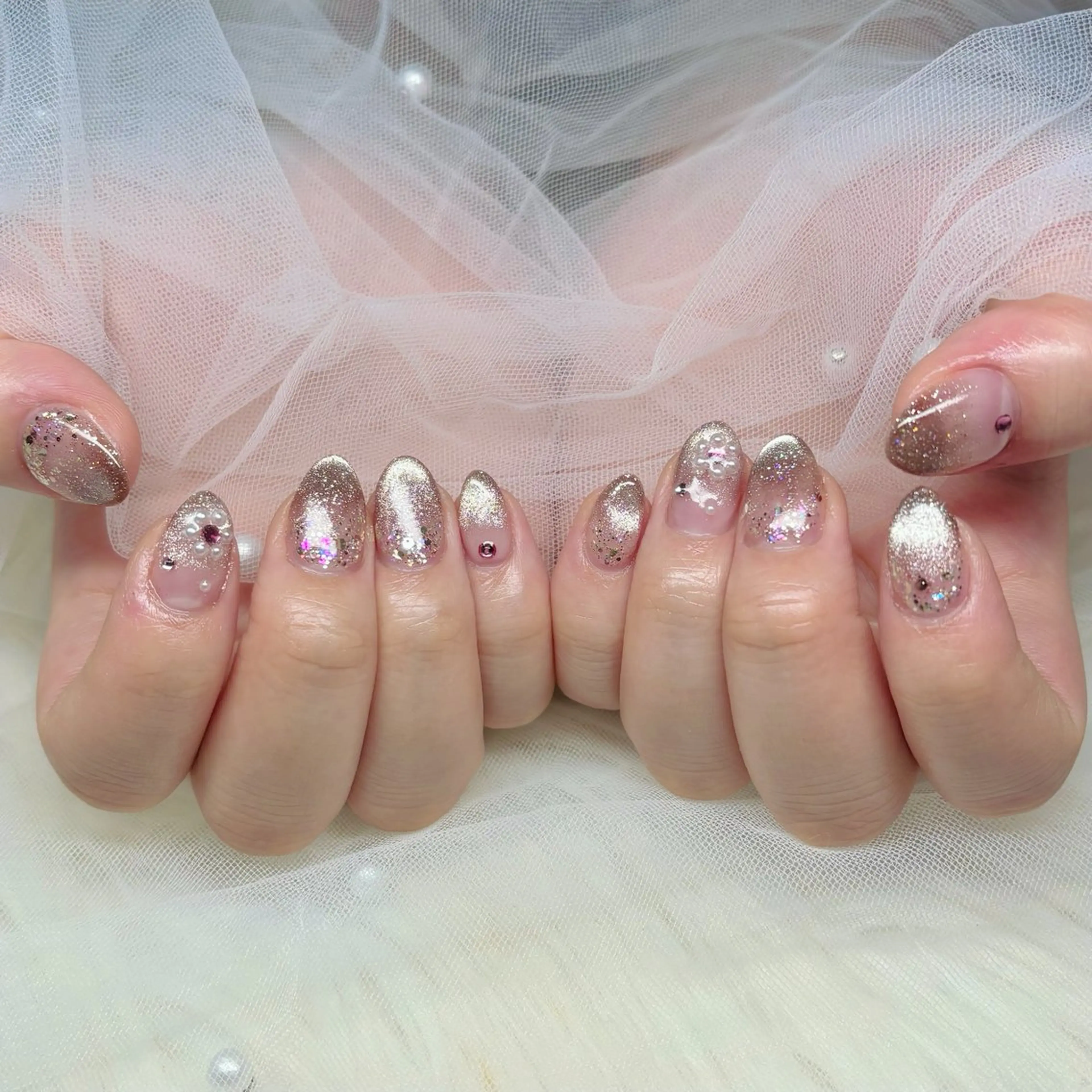 ネイル フラワーネイル ハンドネイル Yuna🩵 RE:N.Nailのネイルデザイン