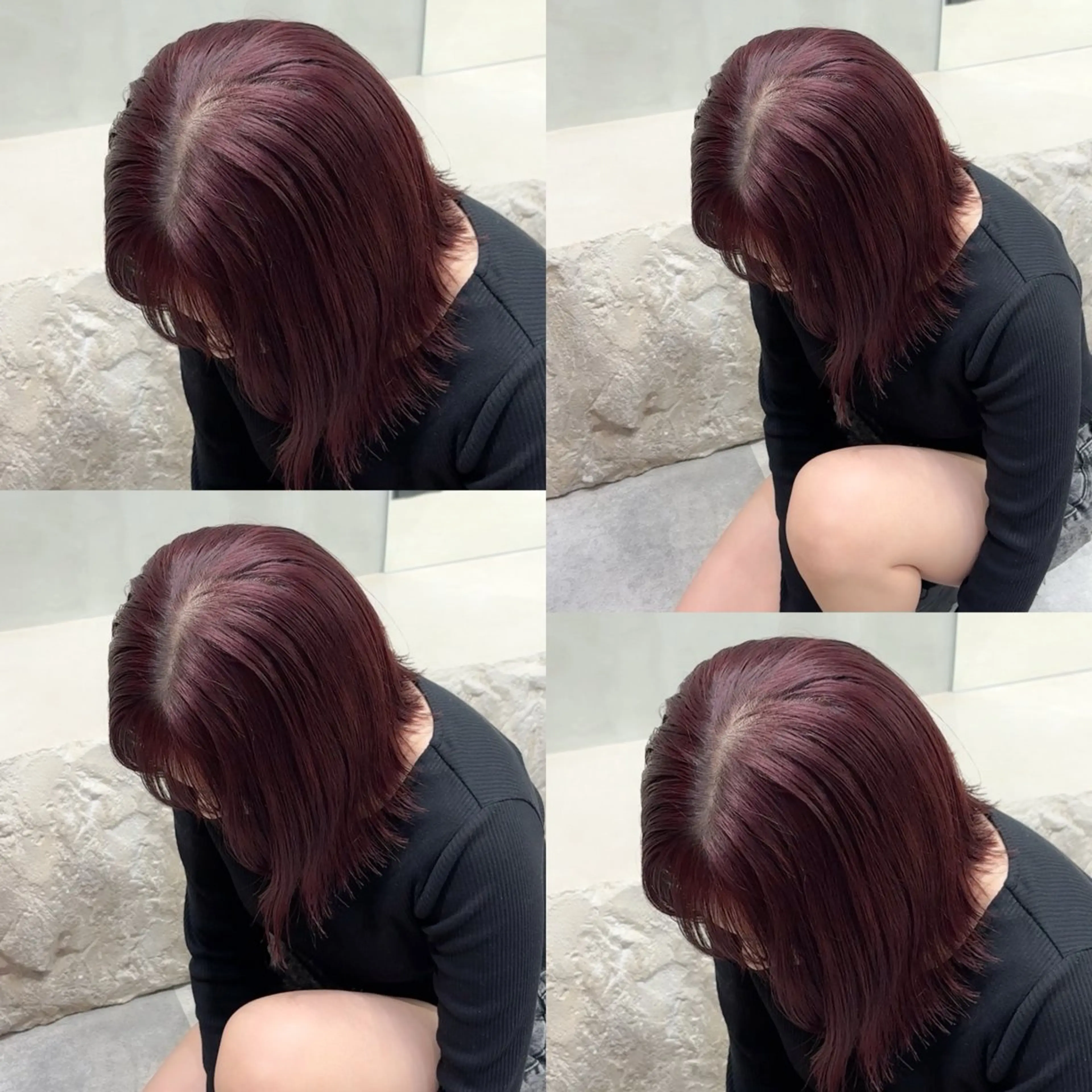 ミディアム カラー ボルドーカラー ヘアカラー The Path ARENのヘアスタイル