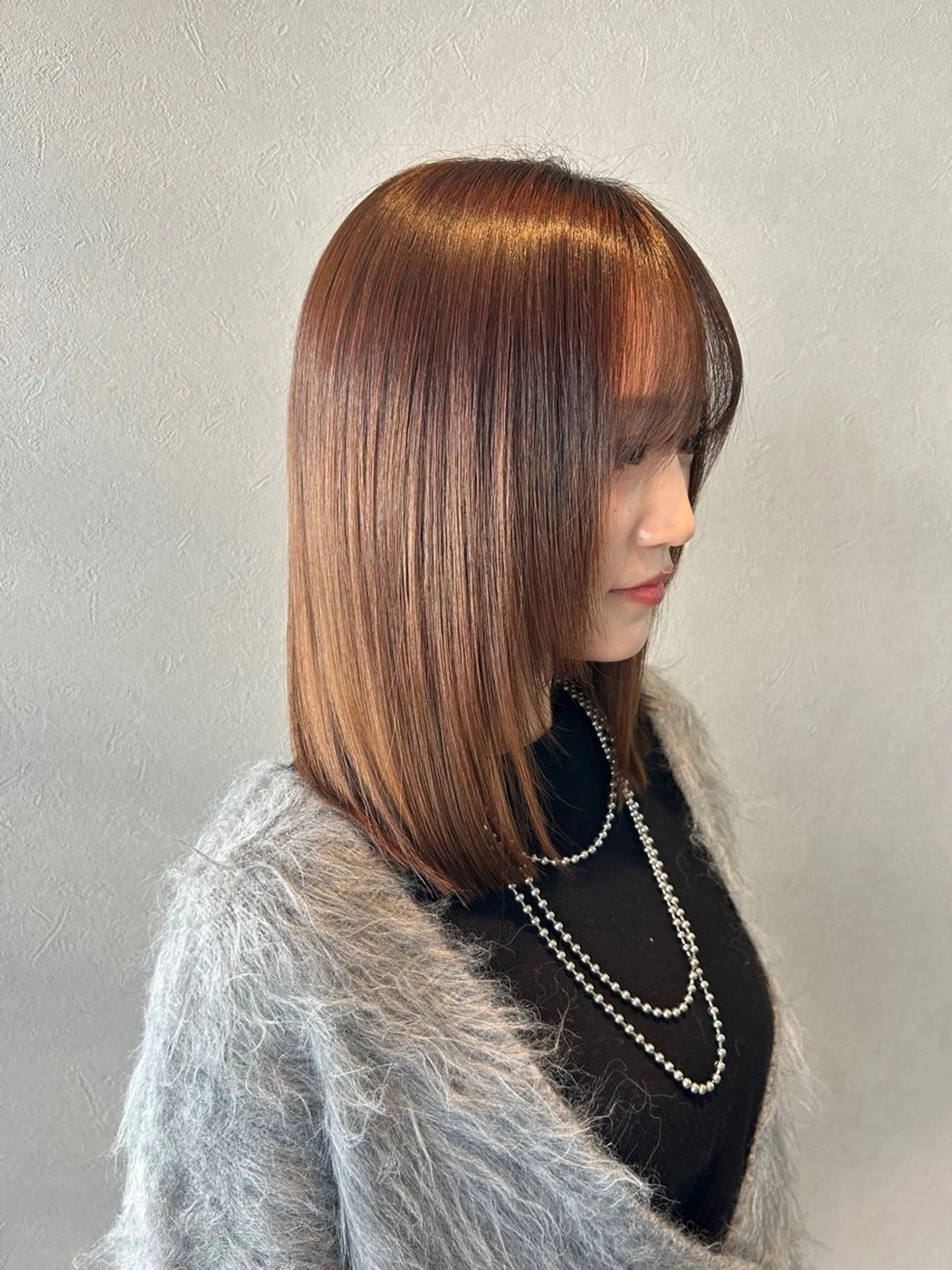 ミディアム 髪質改善 ヘアカラー トリートメント カドワキ リナのヘアスタイル