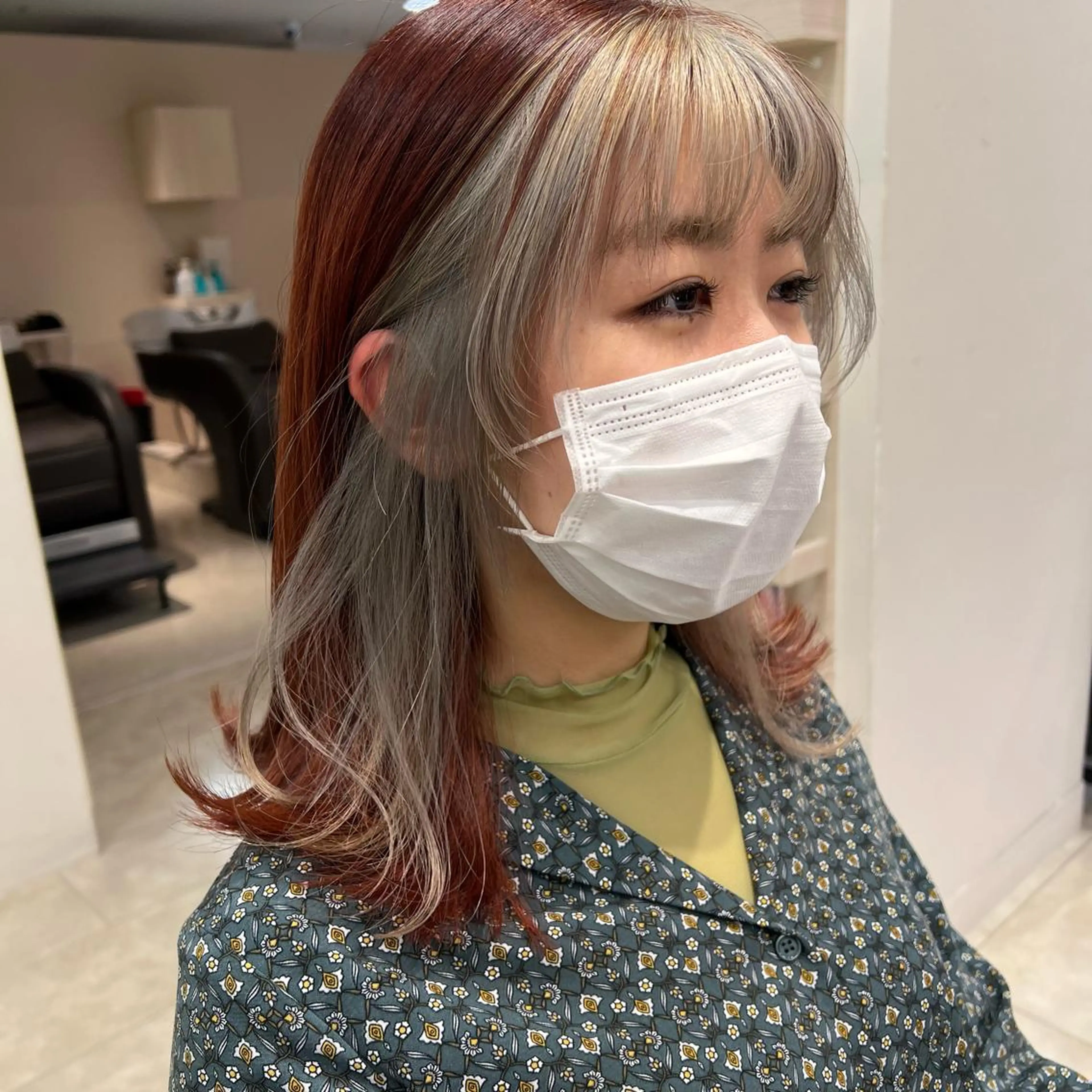 ミディアム カラー ミストバング  フェイスフレーミング ヘアカラー トリートメント 似合わせ.ﾍｱｾｯﾄ 得意🌹井上美沙のヘアスタイル