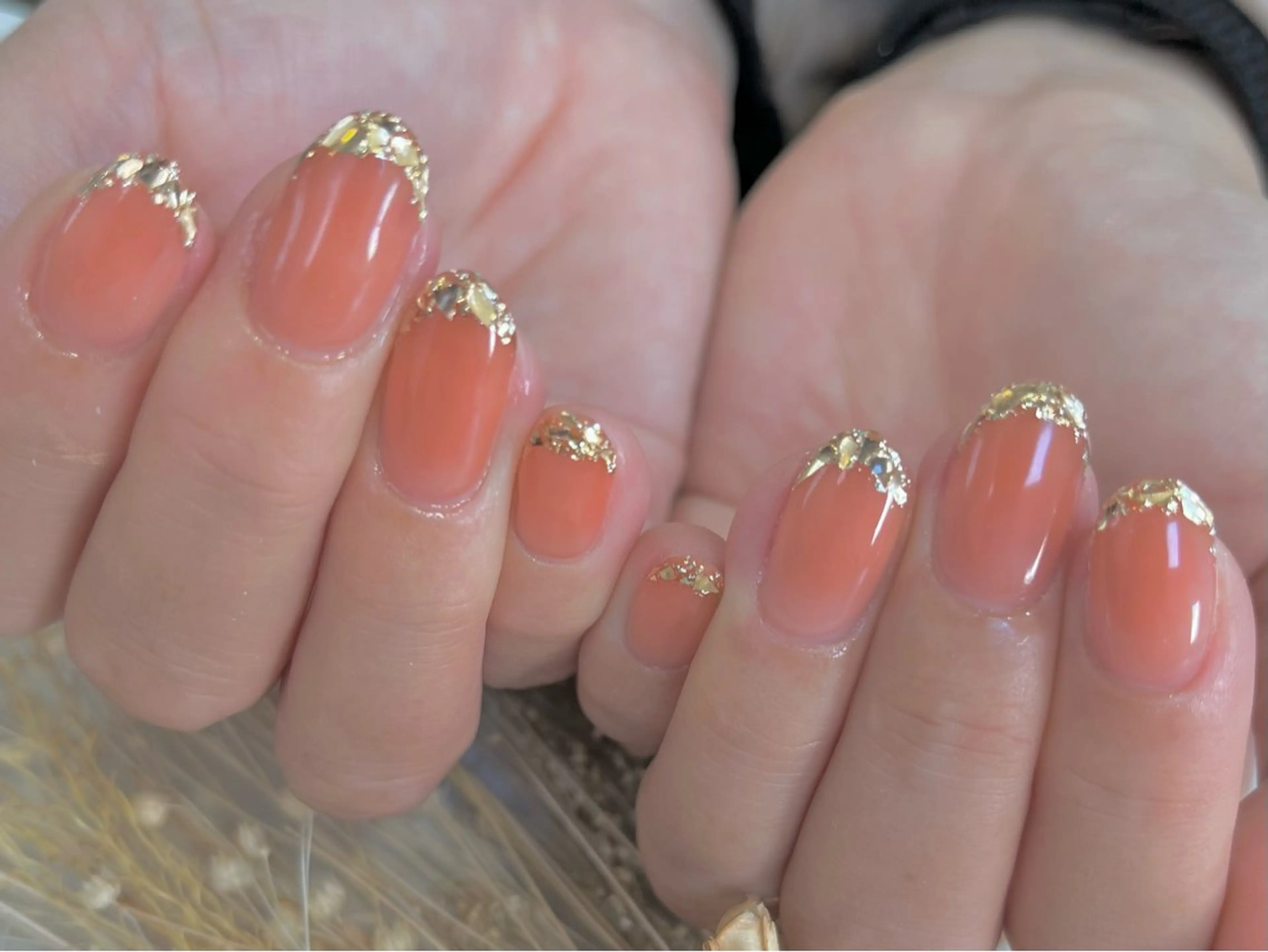 ネイル フレンチネイル ガラスフレンチ ハンドネイル Queen nail所属・QUEENNA IL JR寺田町1分のネイルデザイン