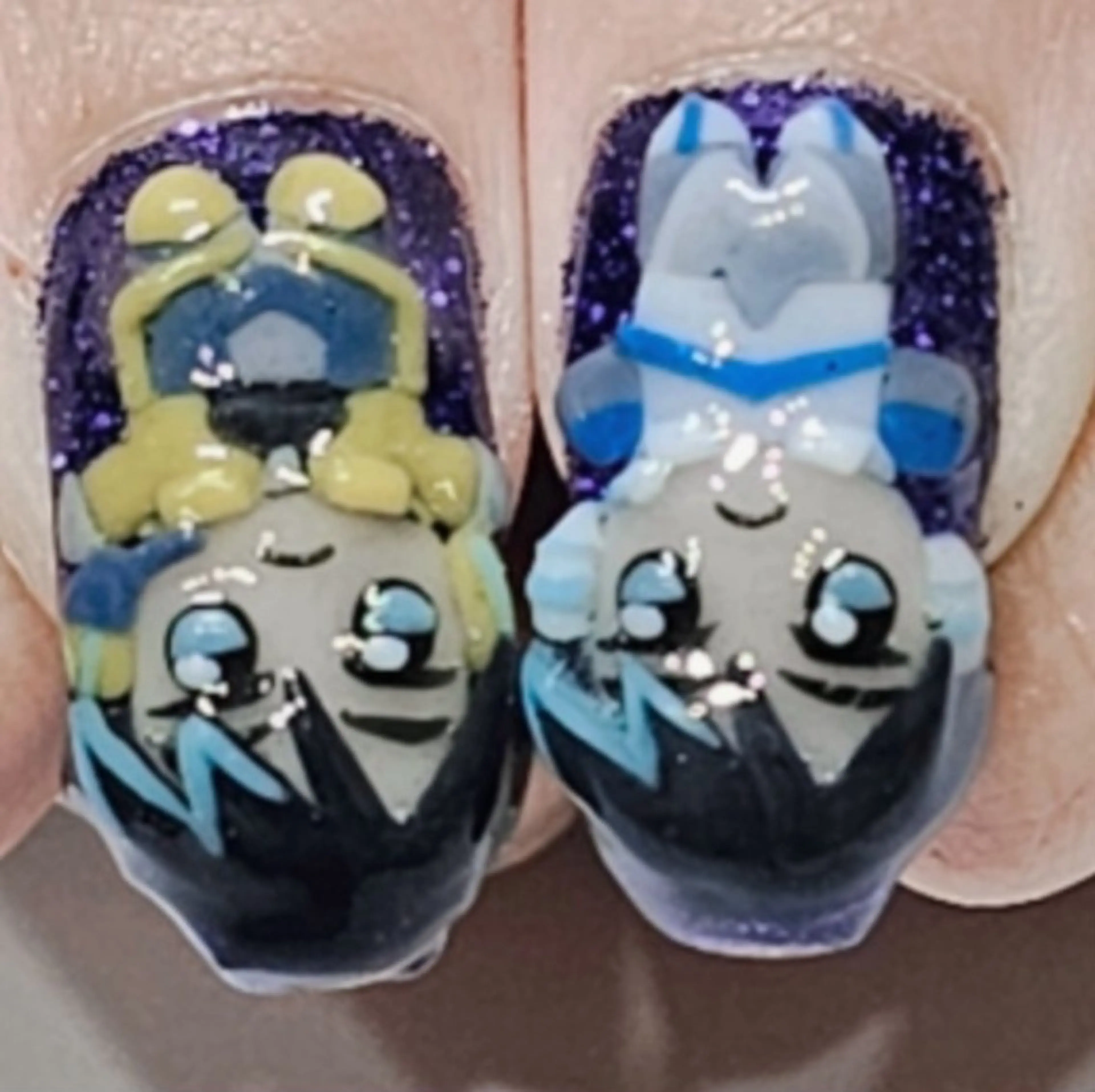 ネイル アートネイル ブルー ラメ(グリッター) ネイビー ワンカラーネイル ハンドネイル よしだ ひろきのネイルデザイン