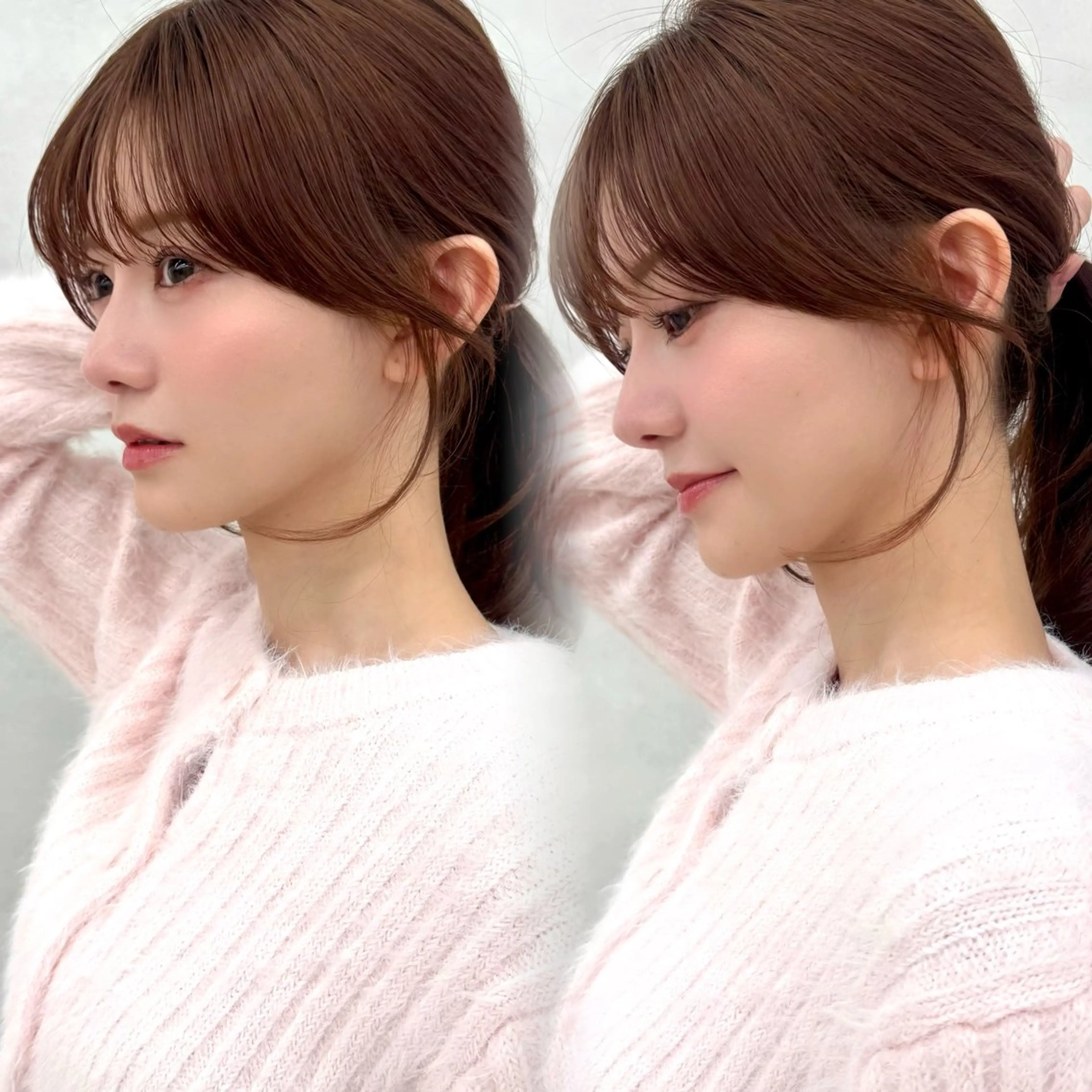 セミロング カラー カット ヘアカラー トリートメント 韓国ヘア🇰🇷透明 感カラー/yui💞のヘアスタイル