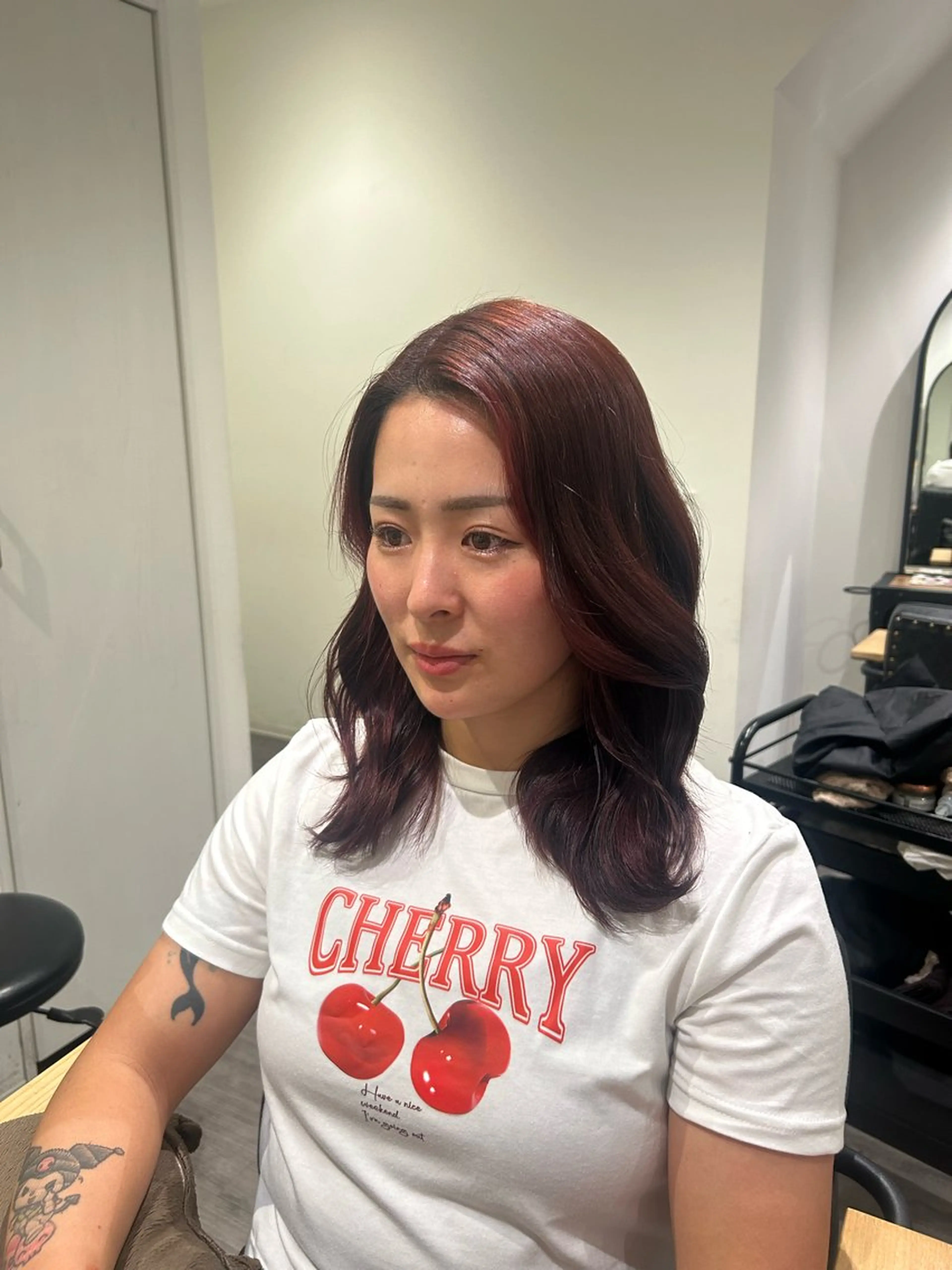 ミディアム カラー ヘアアレンジ ブラウンカラー レッドカラー レッドブラウン ヘアカラー トリートメント cocotte 💟草間紫音💟のヘアスタイル