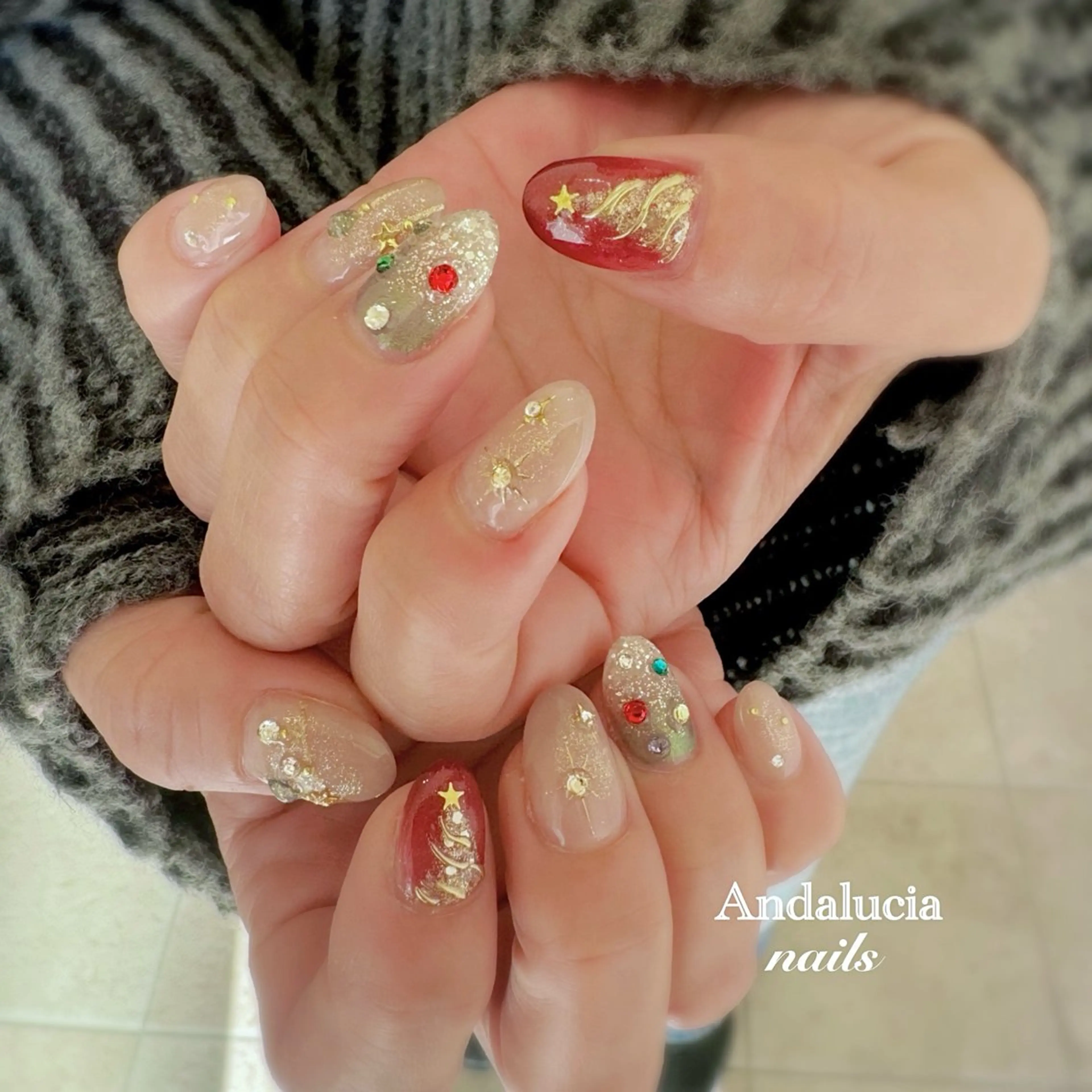 ネイル 冬ネイル クリスマス ハンドネイル Andalucia nailsのネイルデザイン