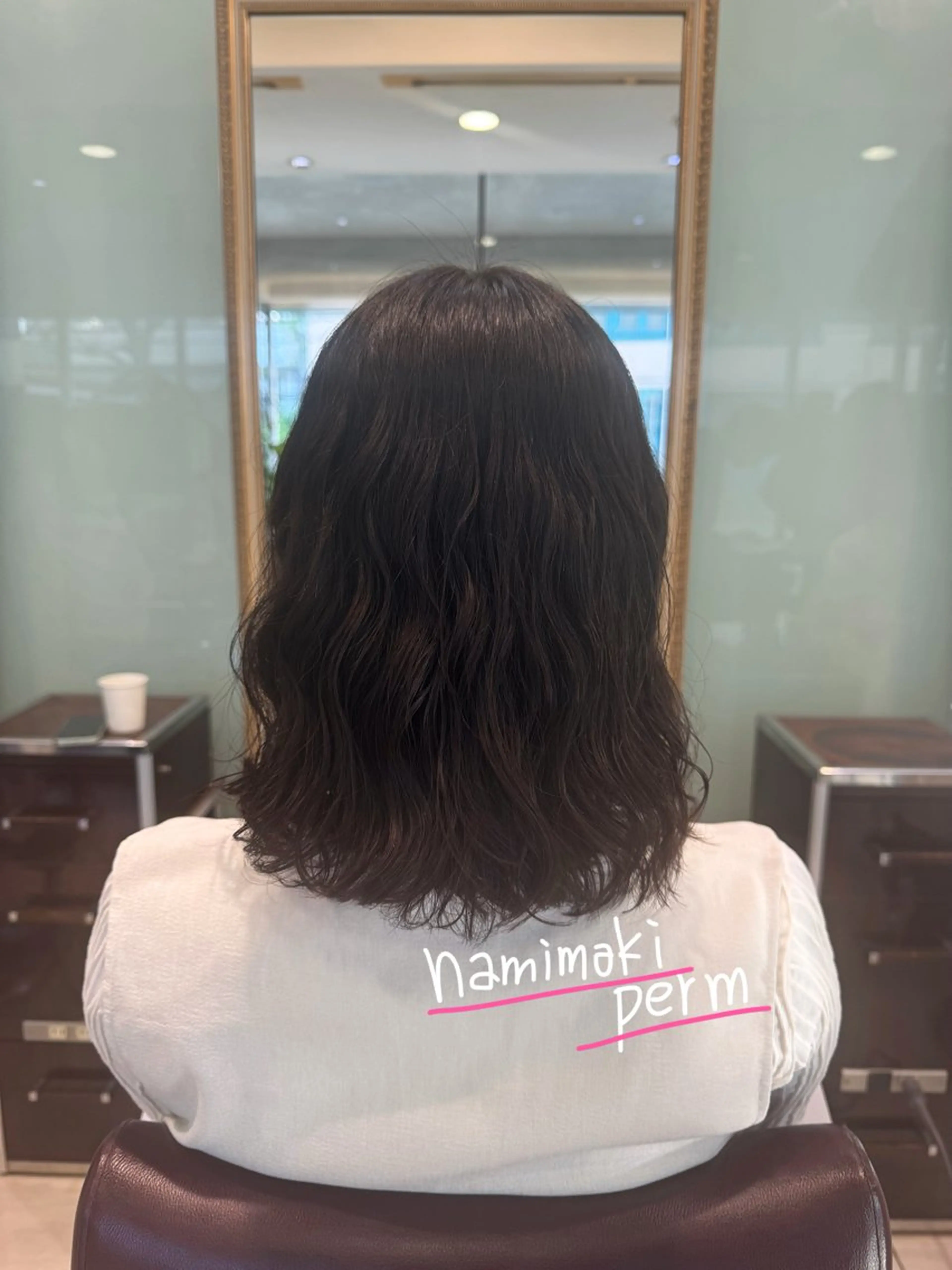 ミディアム カット パーマ トリートメント コテ巻き風/ボブ パーマ🌼杉田 萌恵のヘアスタイル