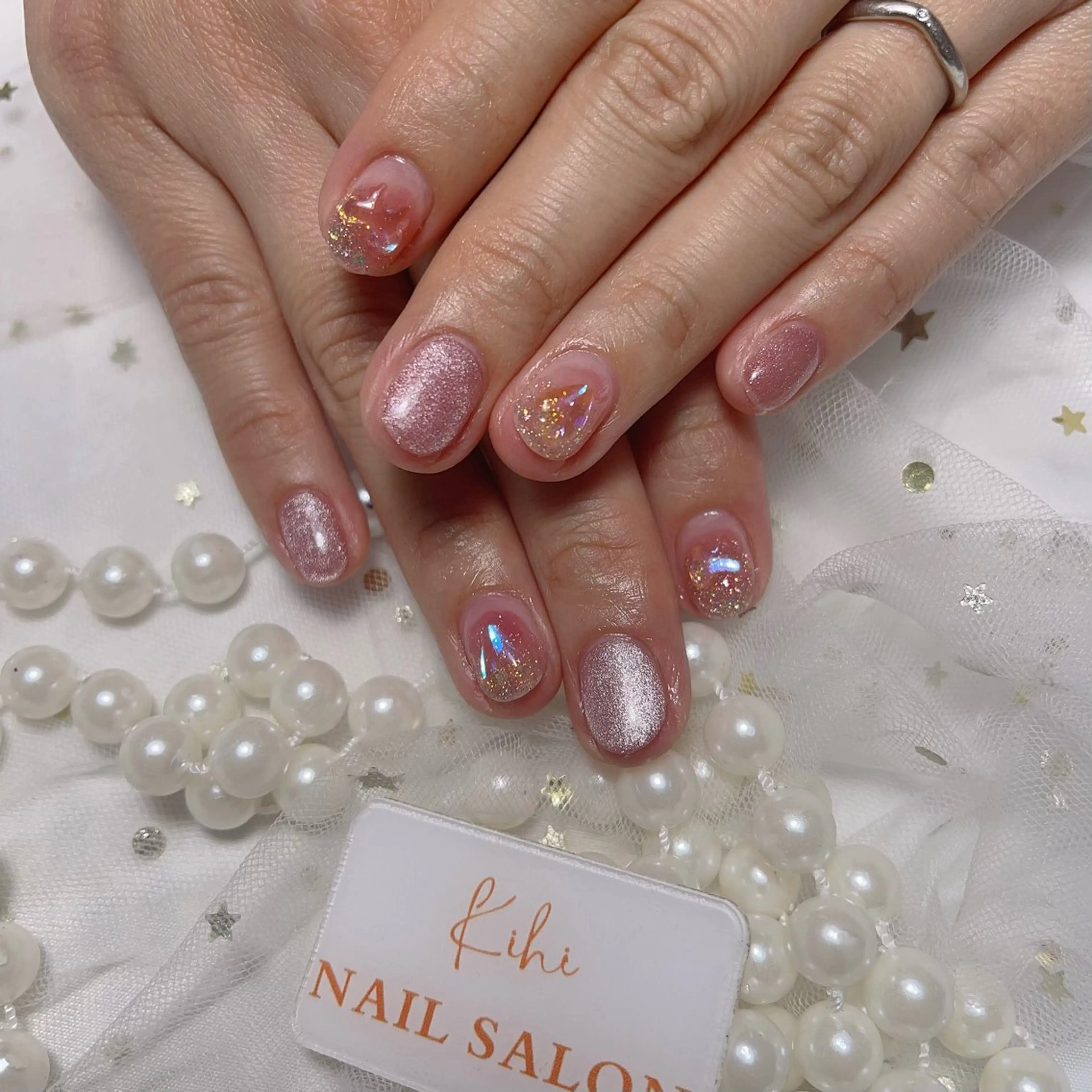 ネイル アートネイル フレンチネイル ジェルネイル グラデーション 韓国ネイル ハンドネイル ハンドケア さくら💮💮 【オフ無料】のネイルデザイン