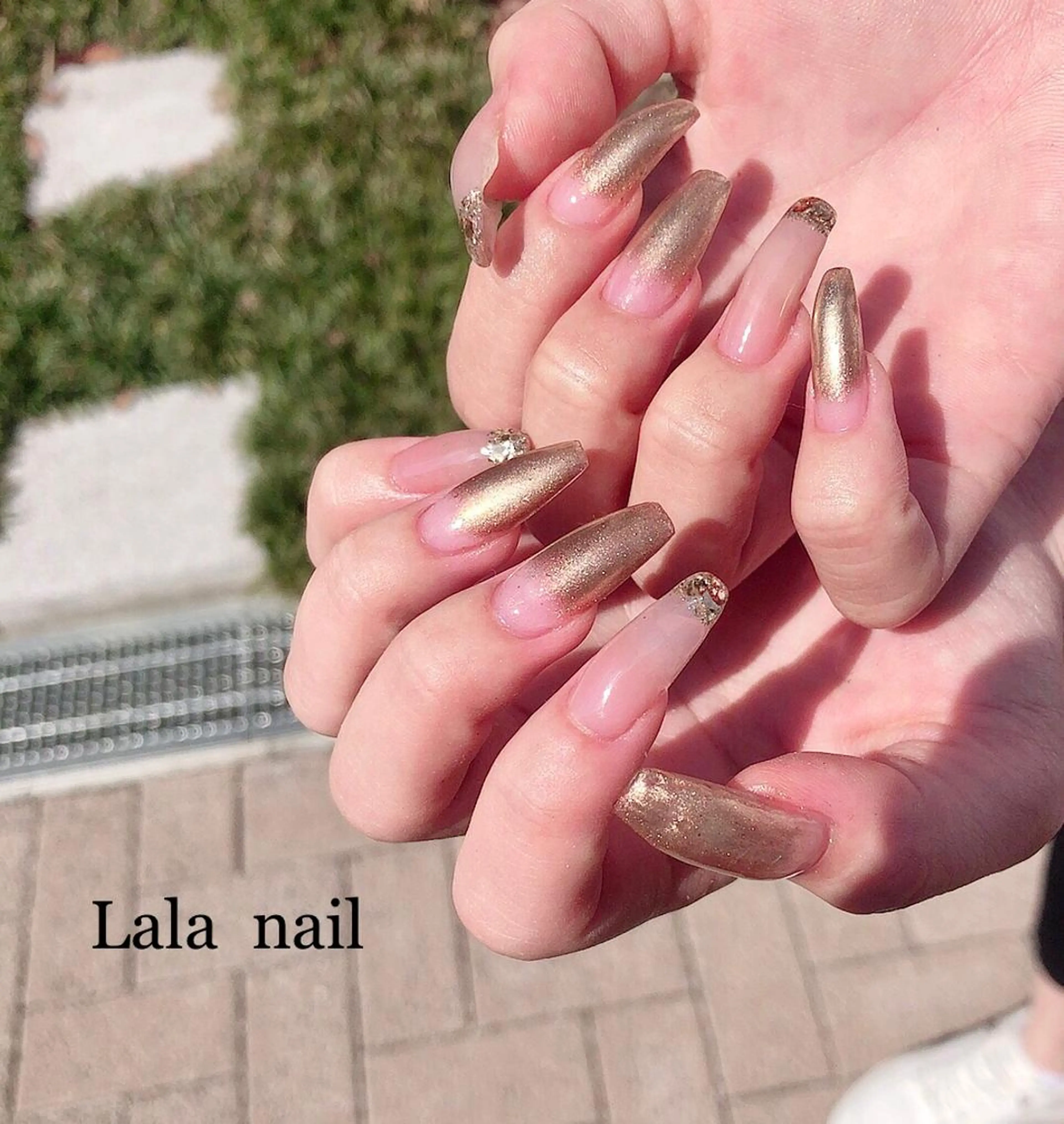ネイル フレンチネイル ラメ(グリッター) ミラーネイル Lala nailのネイルデザイン