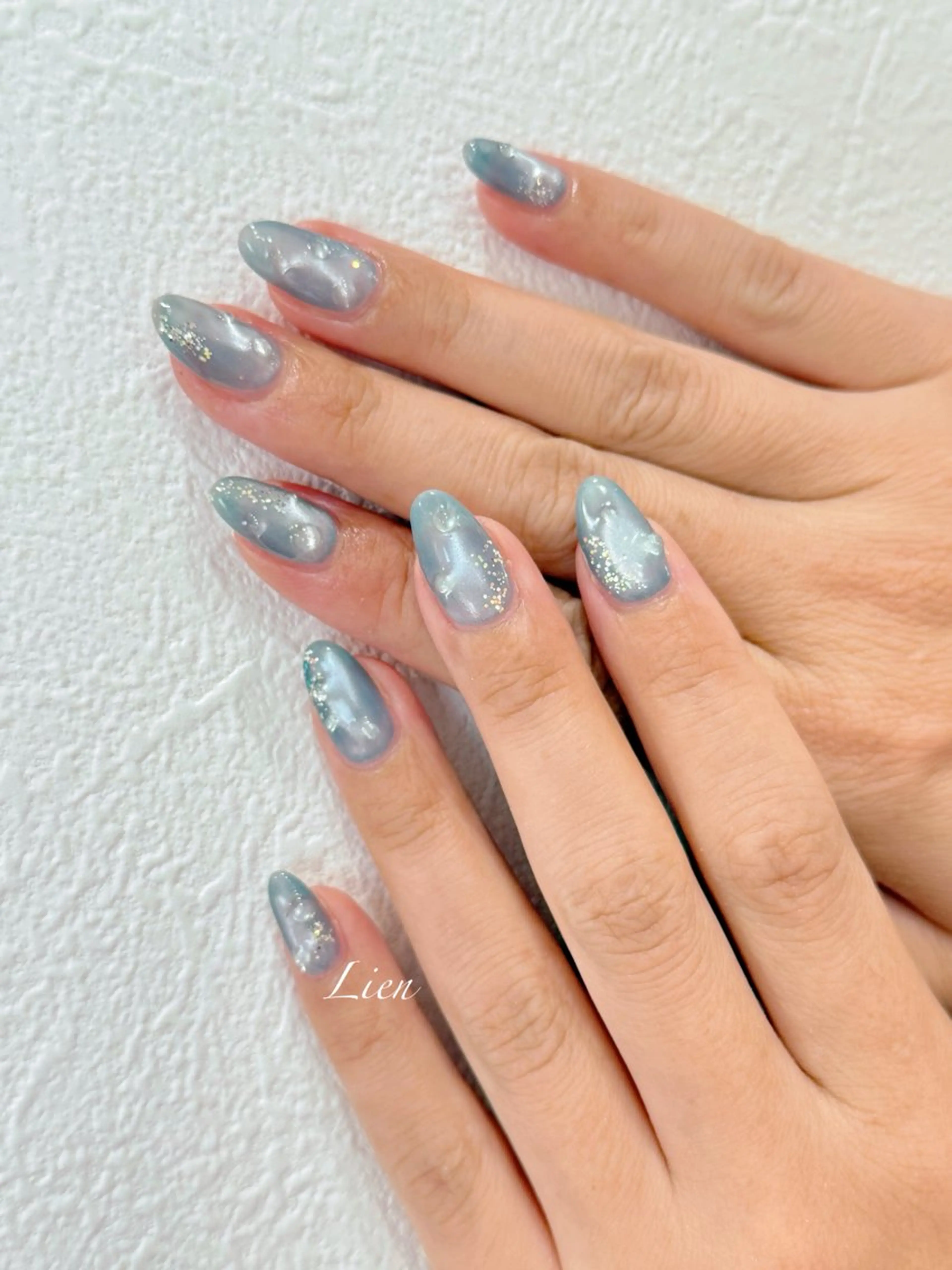 ネイル 長さ出し フットネイル フレンチネイル ジェルネイル ガラスフレンチ ハンドネイル Lien（リアン） 銀座駅6分のネイルデザイン
