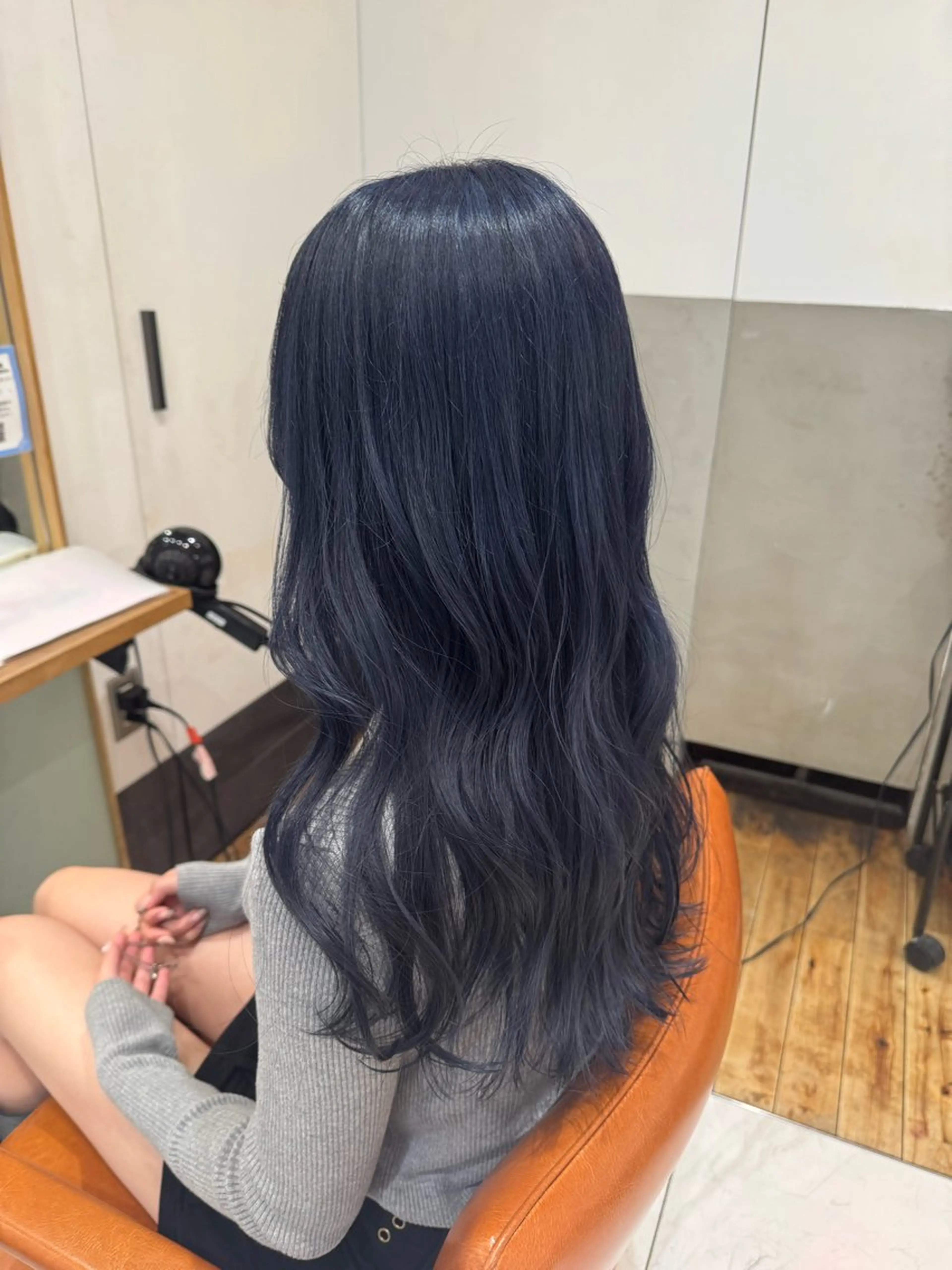 ロング カラー 黒髪 ブリーチ ブルーカラー ブルーブラック ヘアカラー ｱｵﾇﾏﾐﾕ☁️ /ボブ/ハイトーン/のヘアスタイル