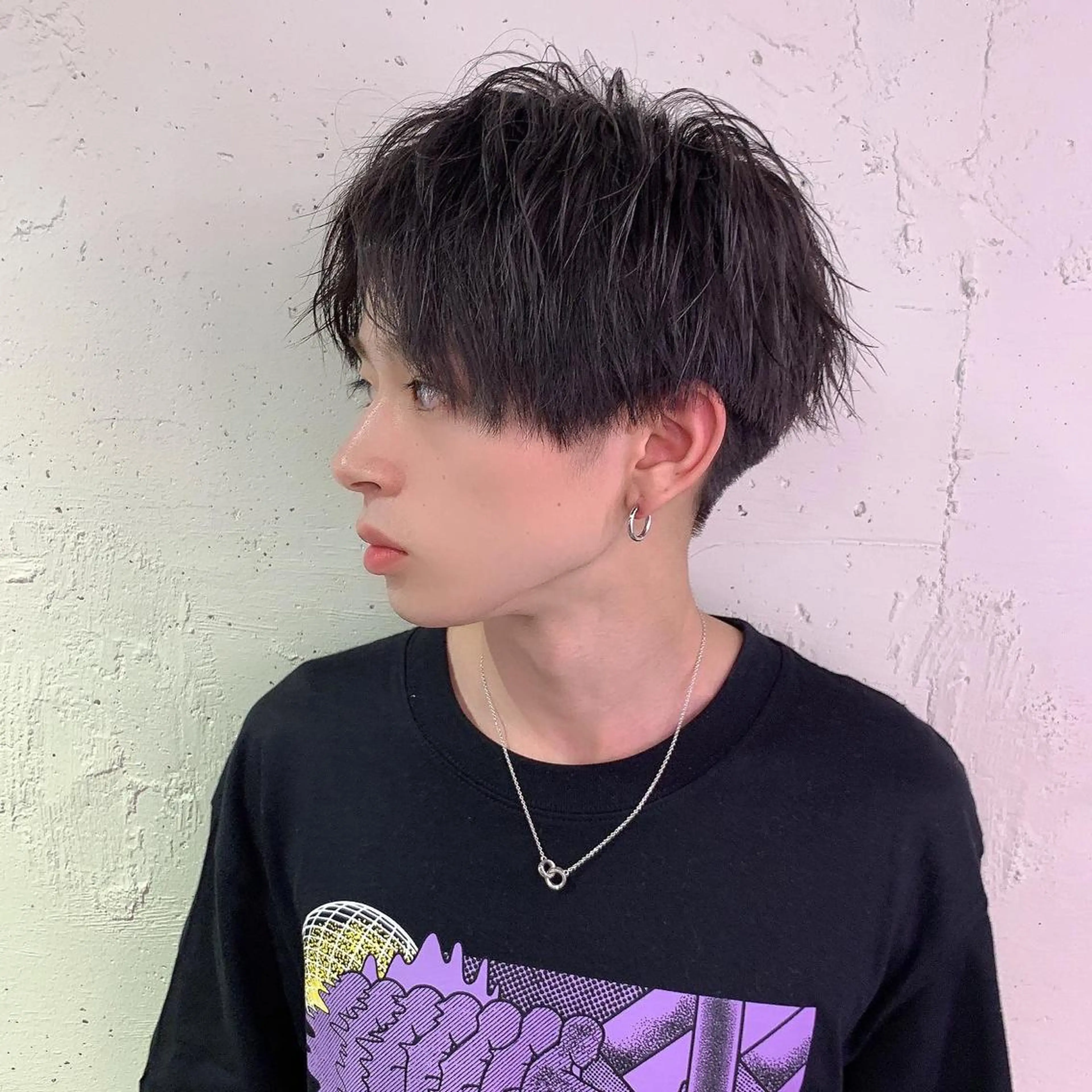 ショート カラー メンズ メンズブリーチ ブリーチ グレージュ 中性ウルフカット ケアブリーチ/ケイトのヘアスタイル