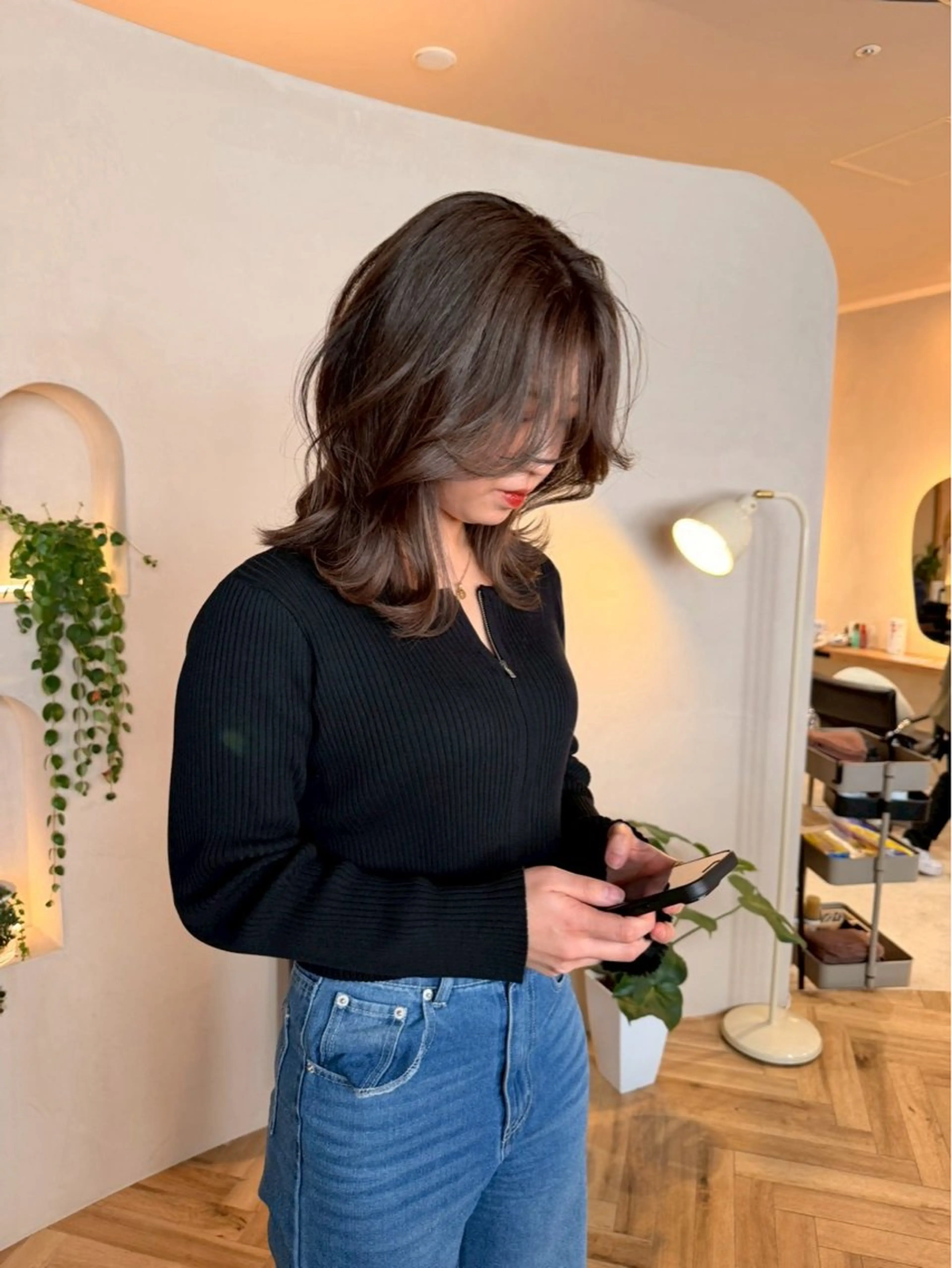 セミロング ボブ 顔周りカット 韓国風ヘア レイヤーカット ヘアカラー わたる /カットモデル募集のヘアスタイル