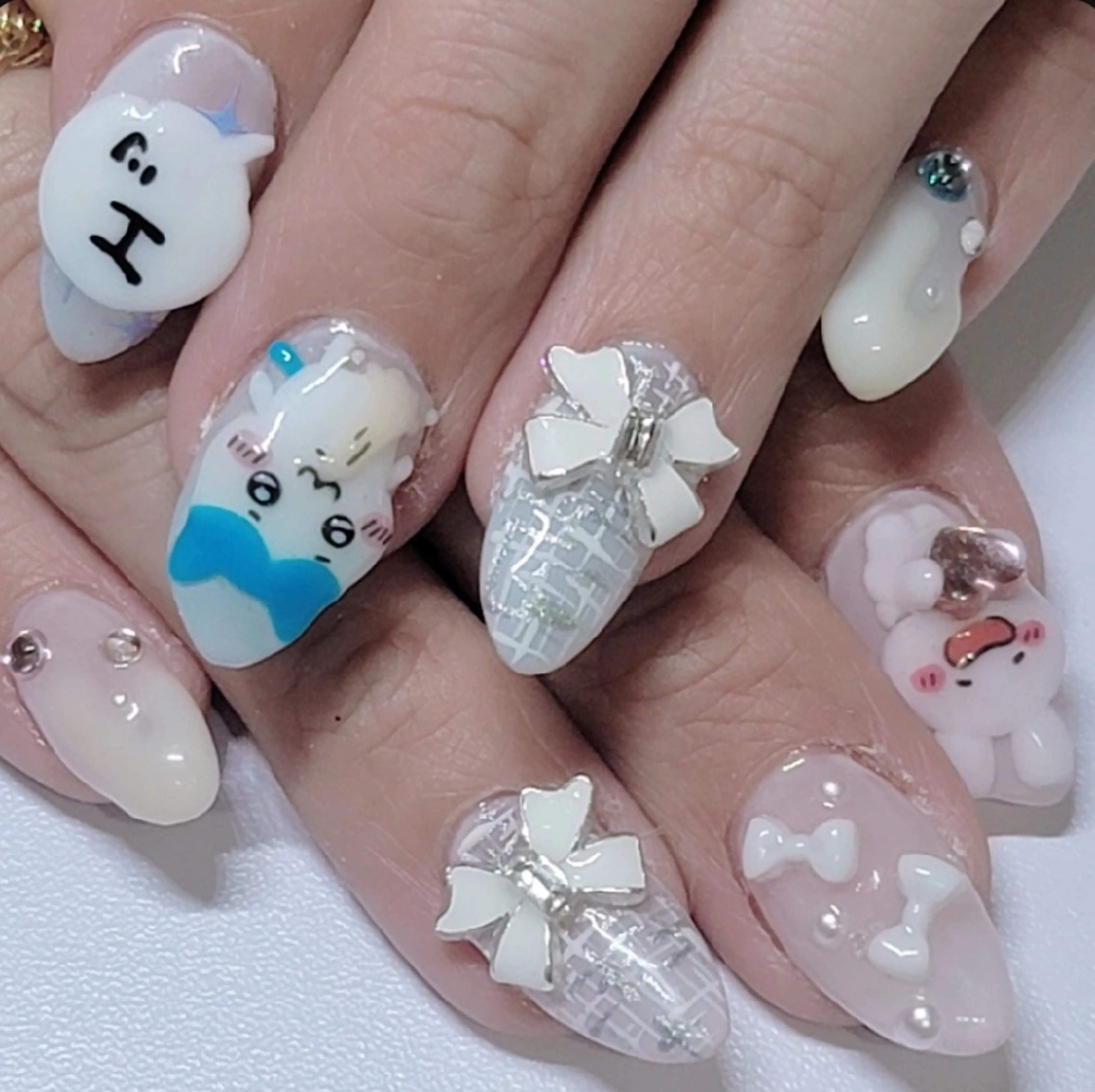 ネイル アートネイル 水色 ピンク ハンドネイル よしだ ひろきのネイルデザイン