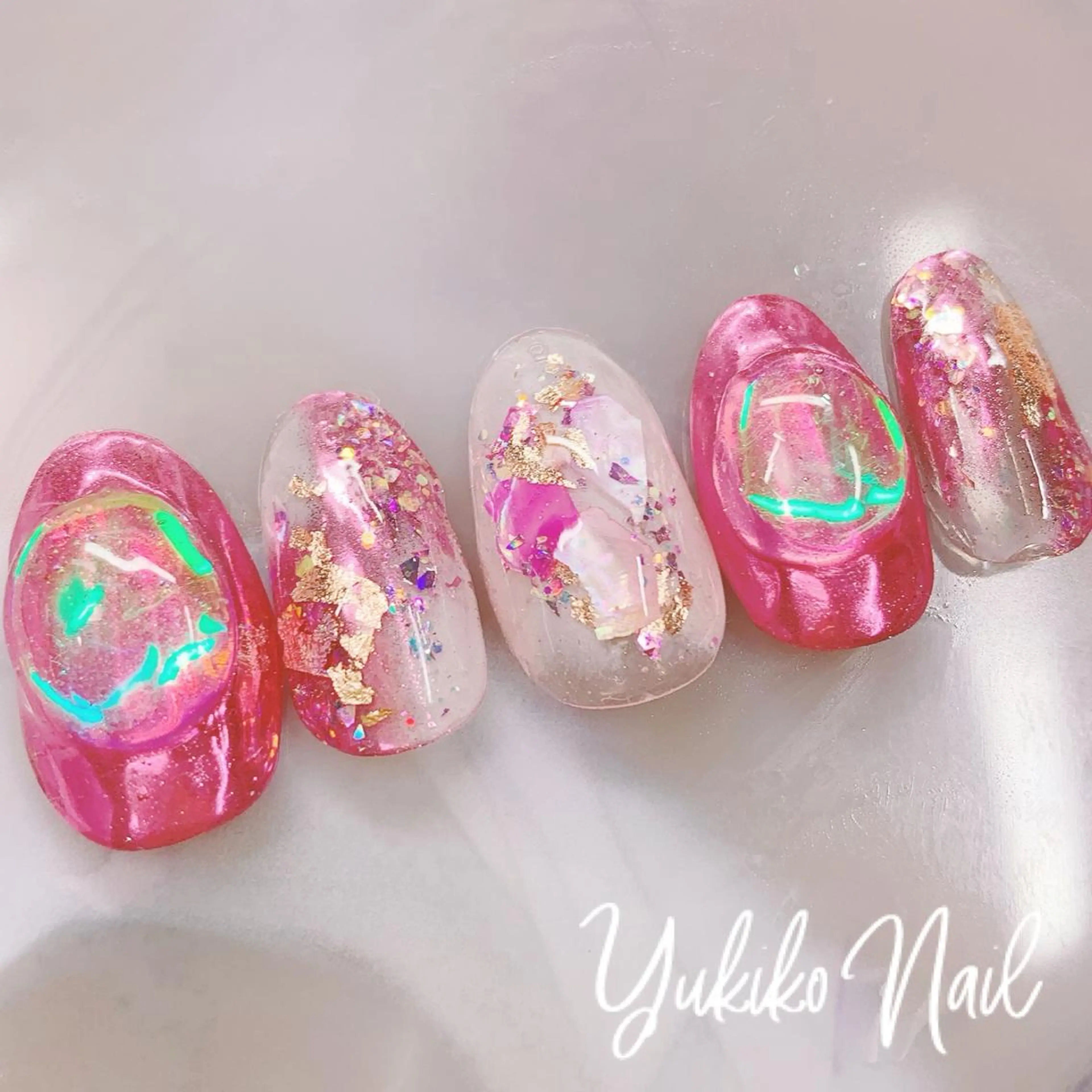 ネイル 氷ネイル・うるうるネイル ユキコ ネイルのネイルデザイン