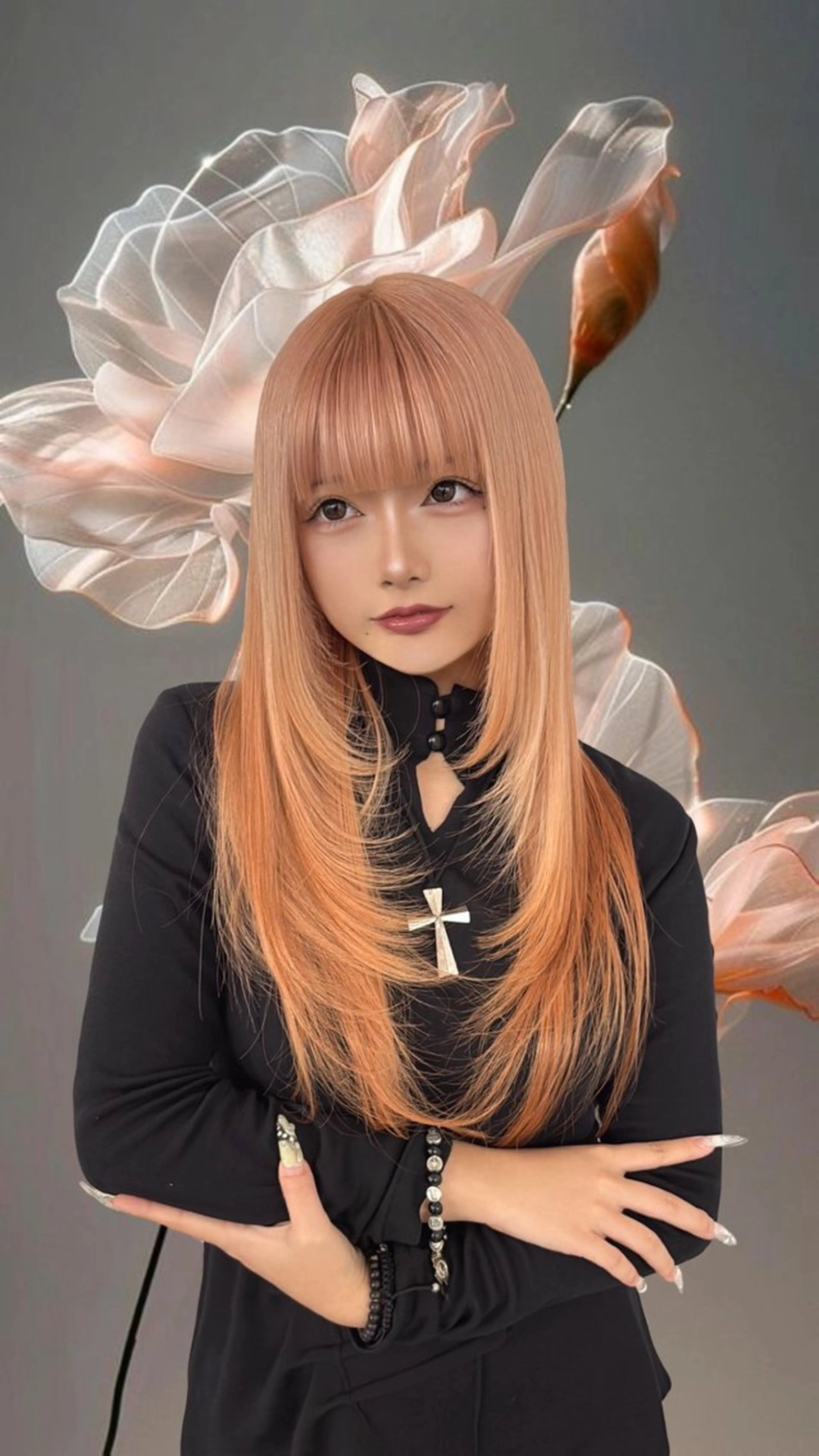 ロング ヘアカラー トリートメント 名古屋ムラ修正 ハイトーンのヘアスタイル