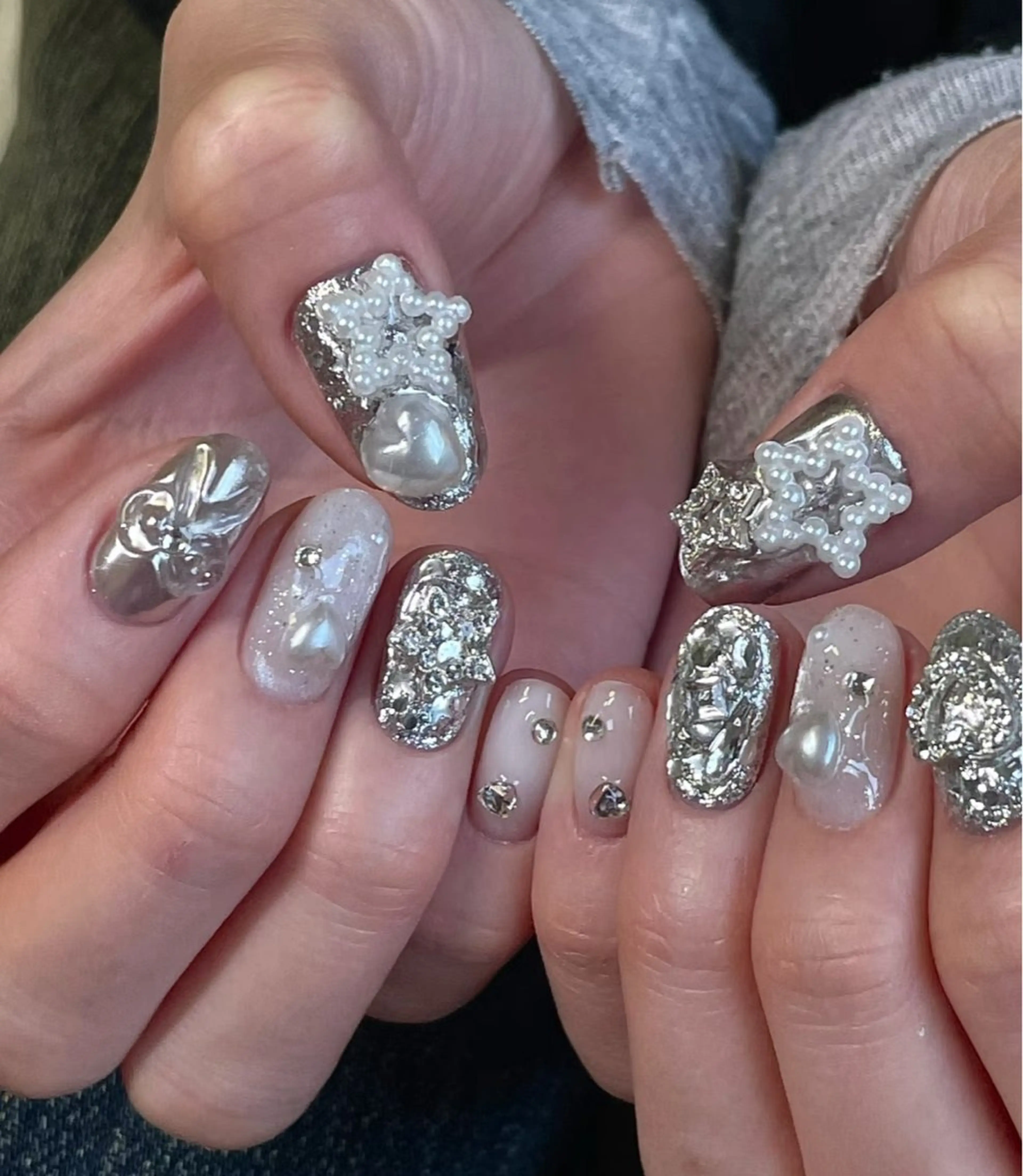 ネイル アートネイル オーロラネイル チークネイル フレンチネイル ガラスフレンチ ハンドネイル 🎀🎀YooLi Nail Salonのネイルデザイン