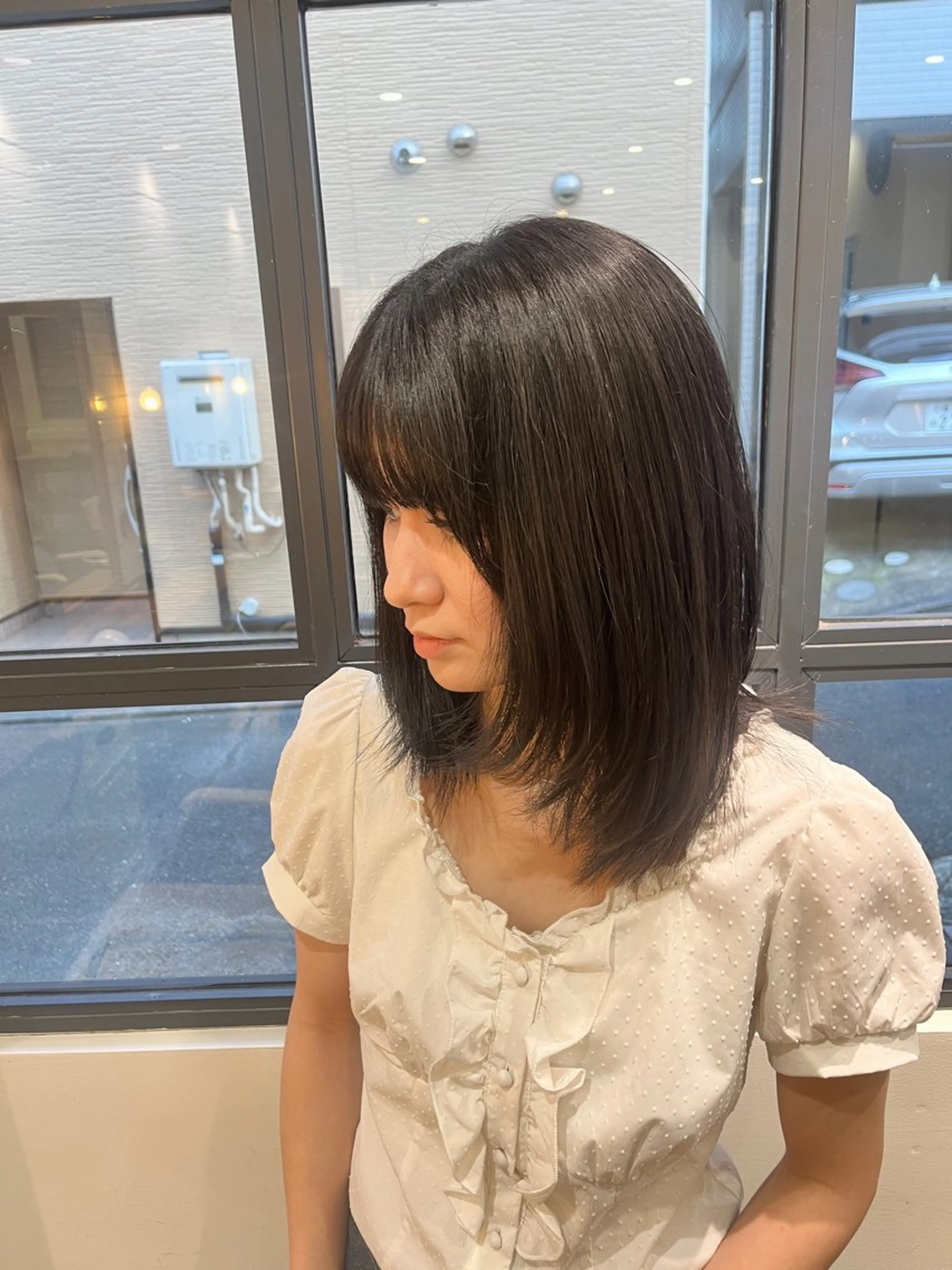 ミディアム 顔周りカット 小顔カット kanako⌇パーマ モデル無料募集中🩰のヘアスタイル