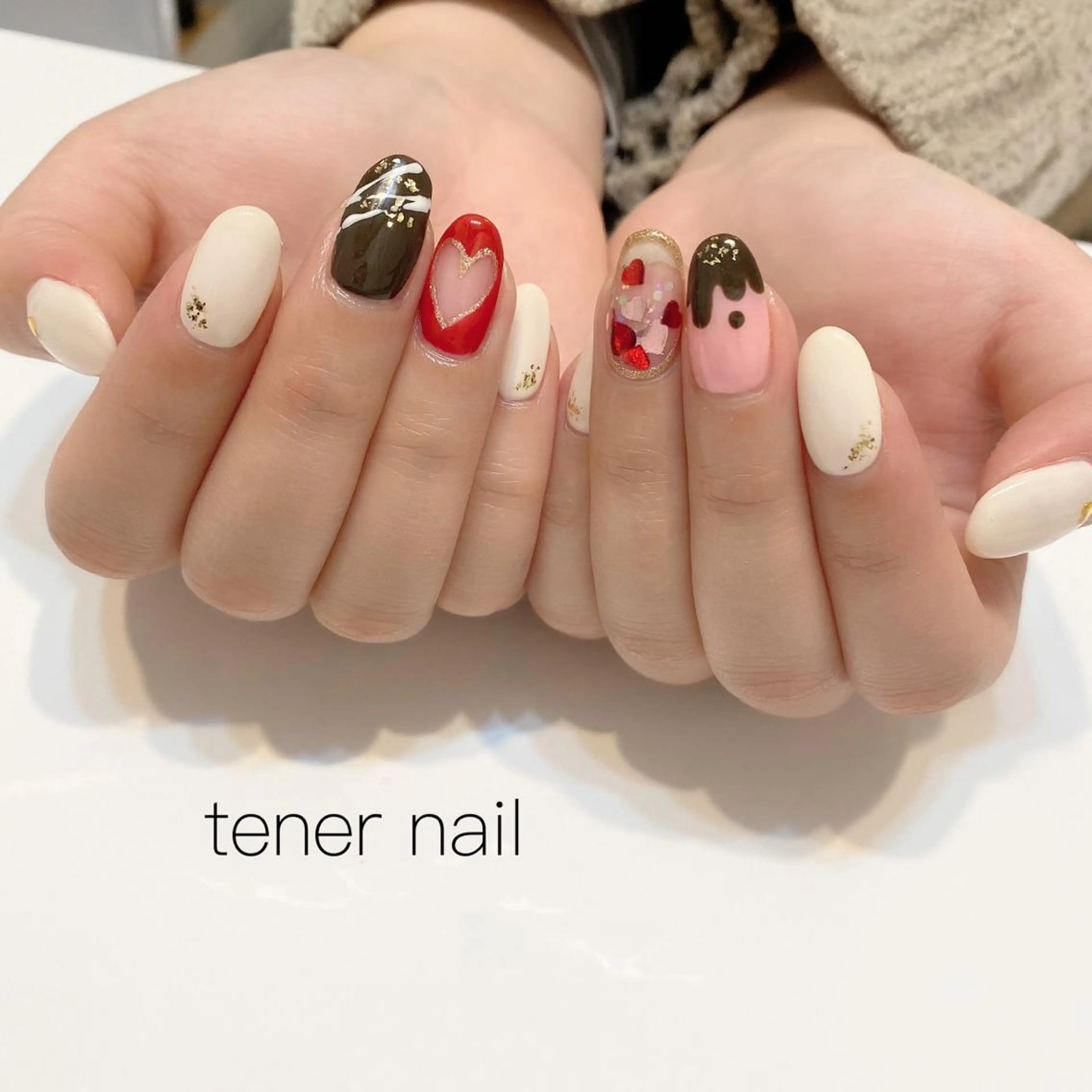 ネイル ピンク バレンタイン tener  nail  テネルネイル所属・テネルネイル tener nailのネイルデザイン