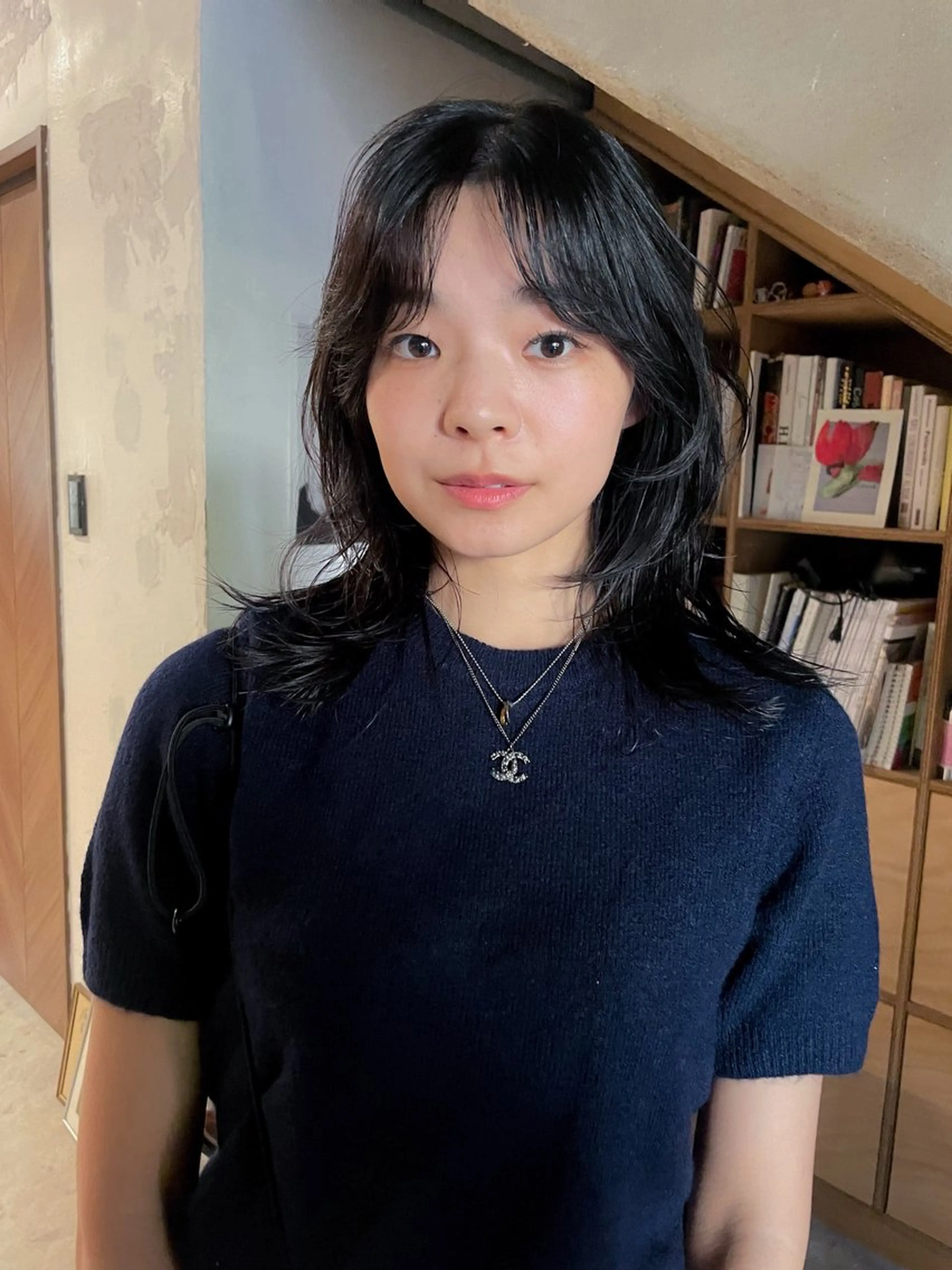 ミディアム カラー パーマ/レイヤー 岩山丈一郎のヘアスタイル