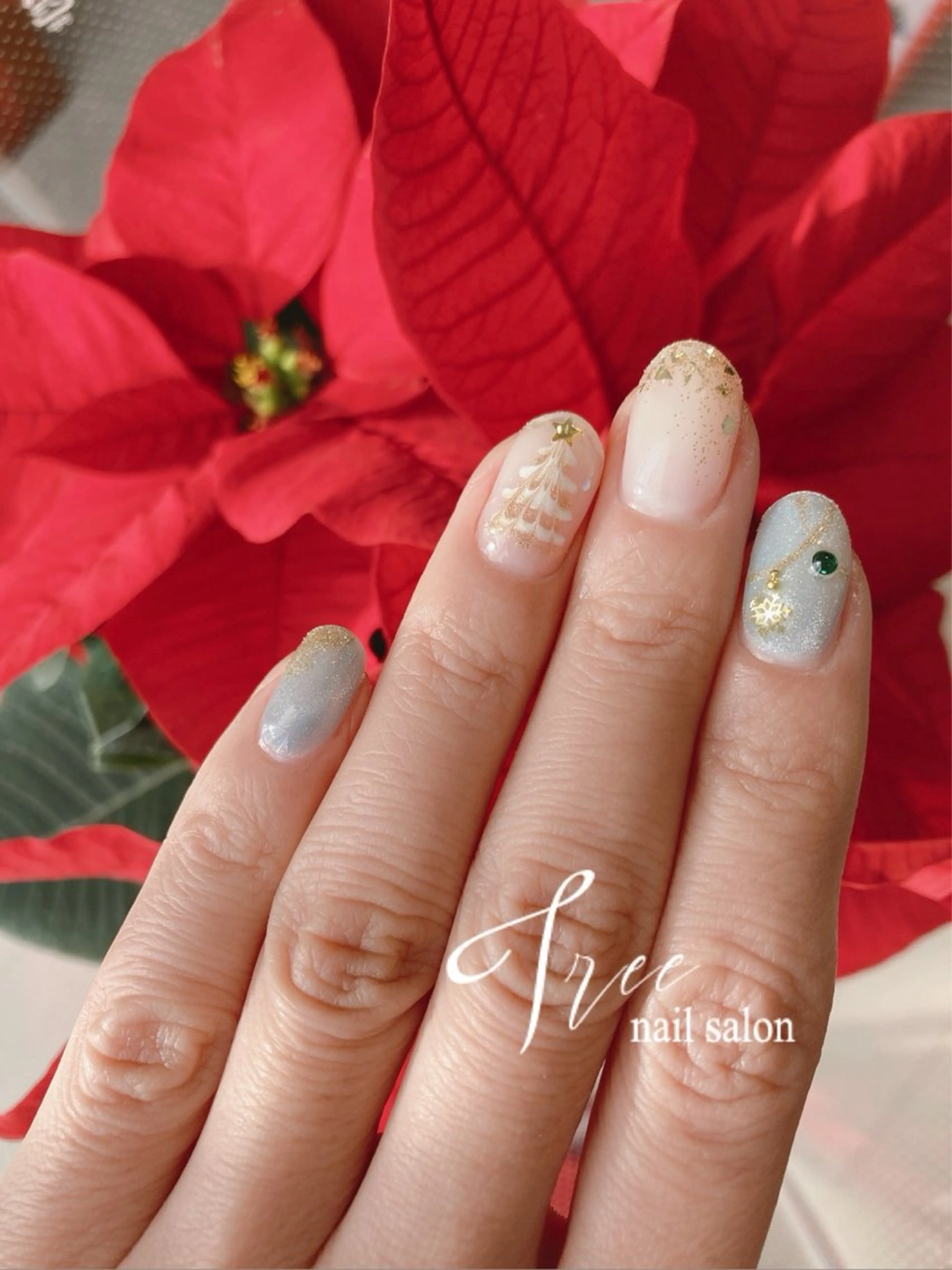 ネイル ショートネイル 冬ネイル クリスマス Tree 〜saito〜のネイルデザイン