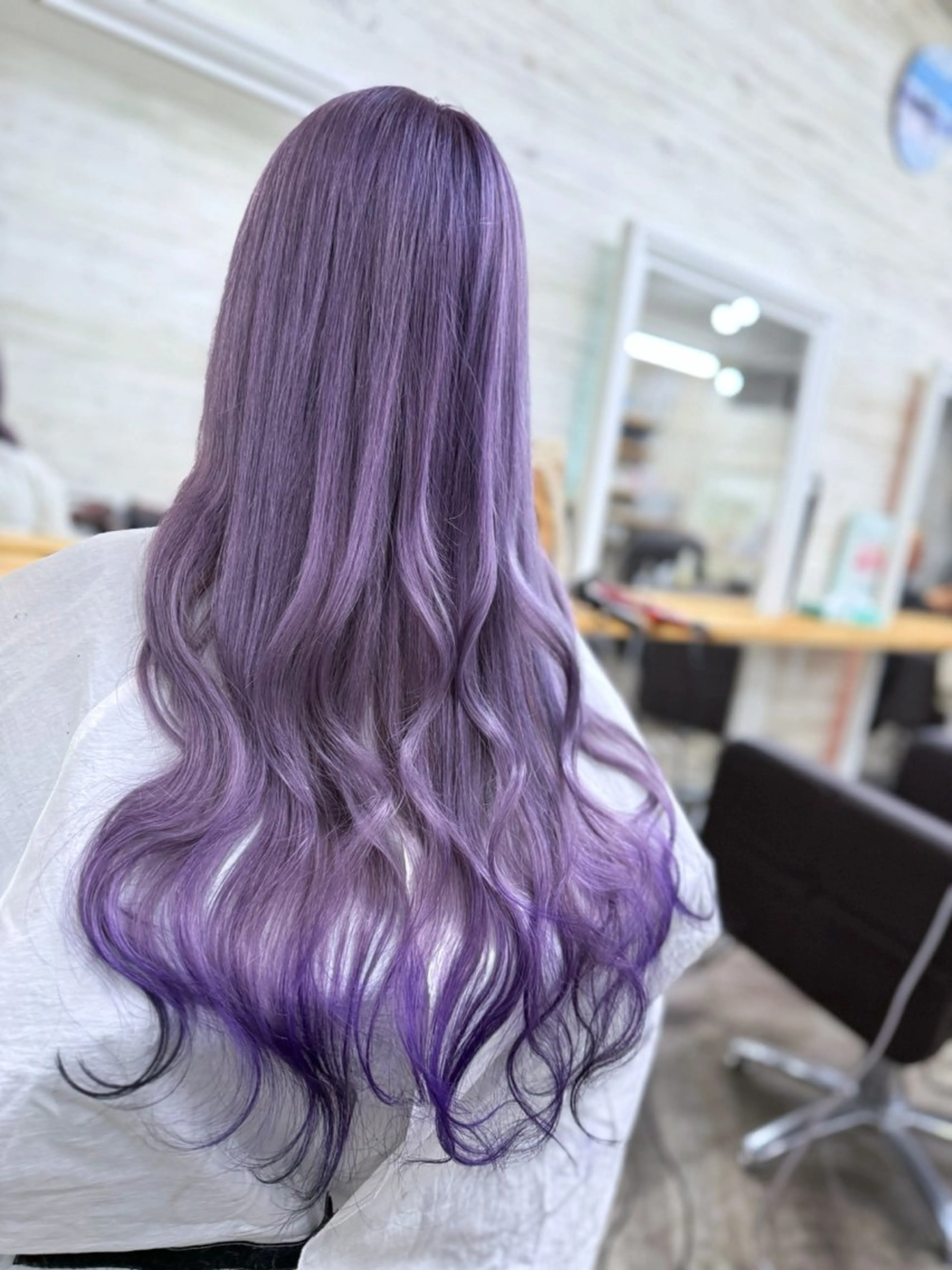 ロング カラー 黒髪 ラベンダーカラー パープルカラー ヘアカラー 北沢 隆のヘアスタイル