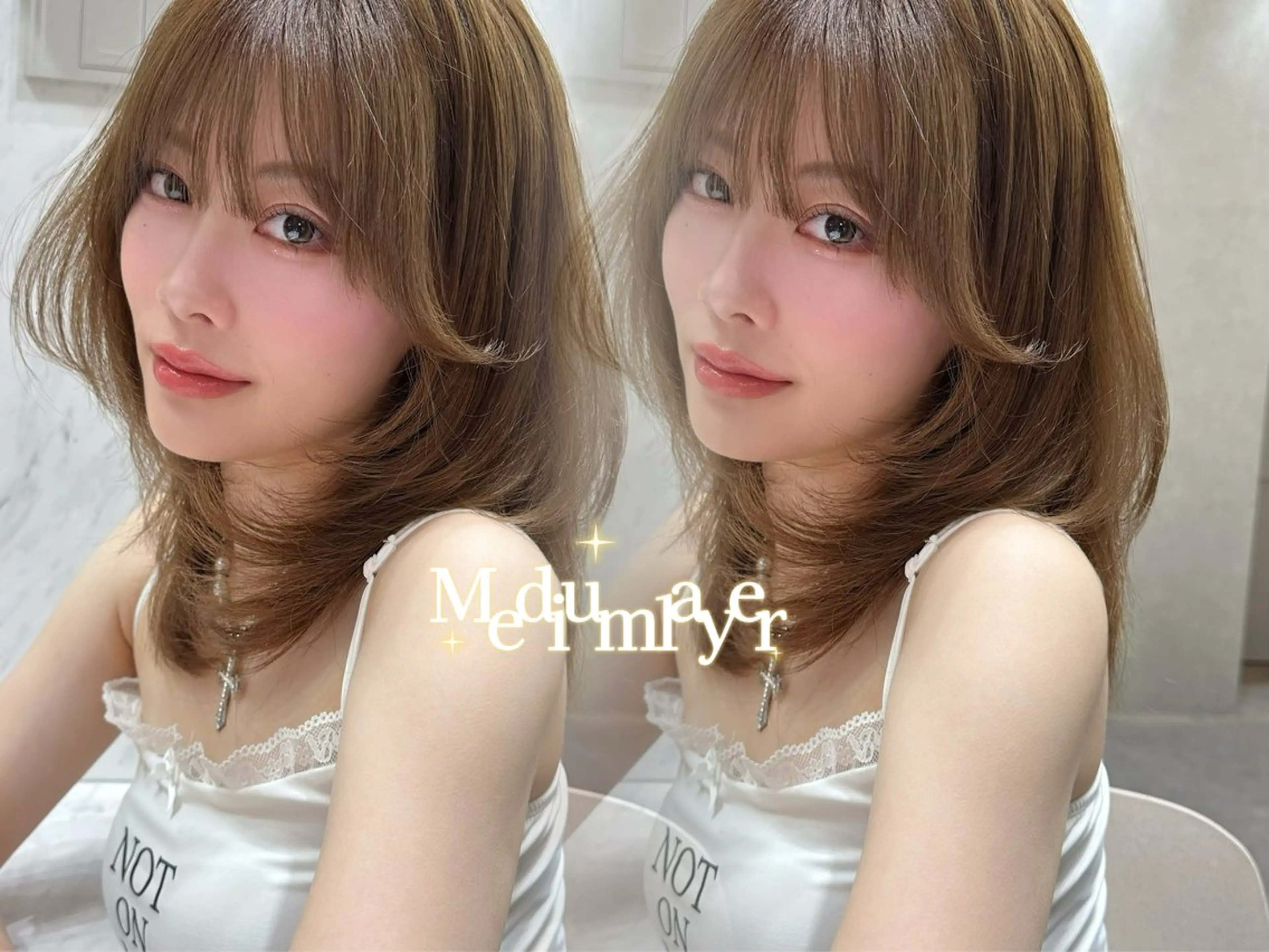 ミディアム 顔周りカット 髪質改善 韓国風ヘア レイヤーカット カット ヘアカラー Lond  mare 🦋ayana🦋のヘアスタイル