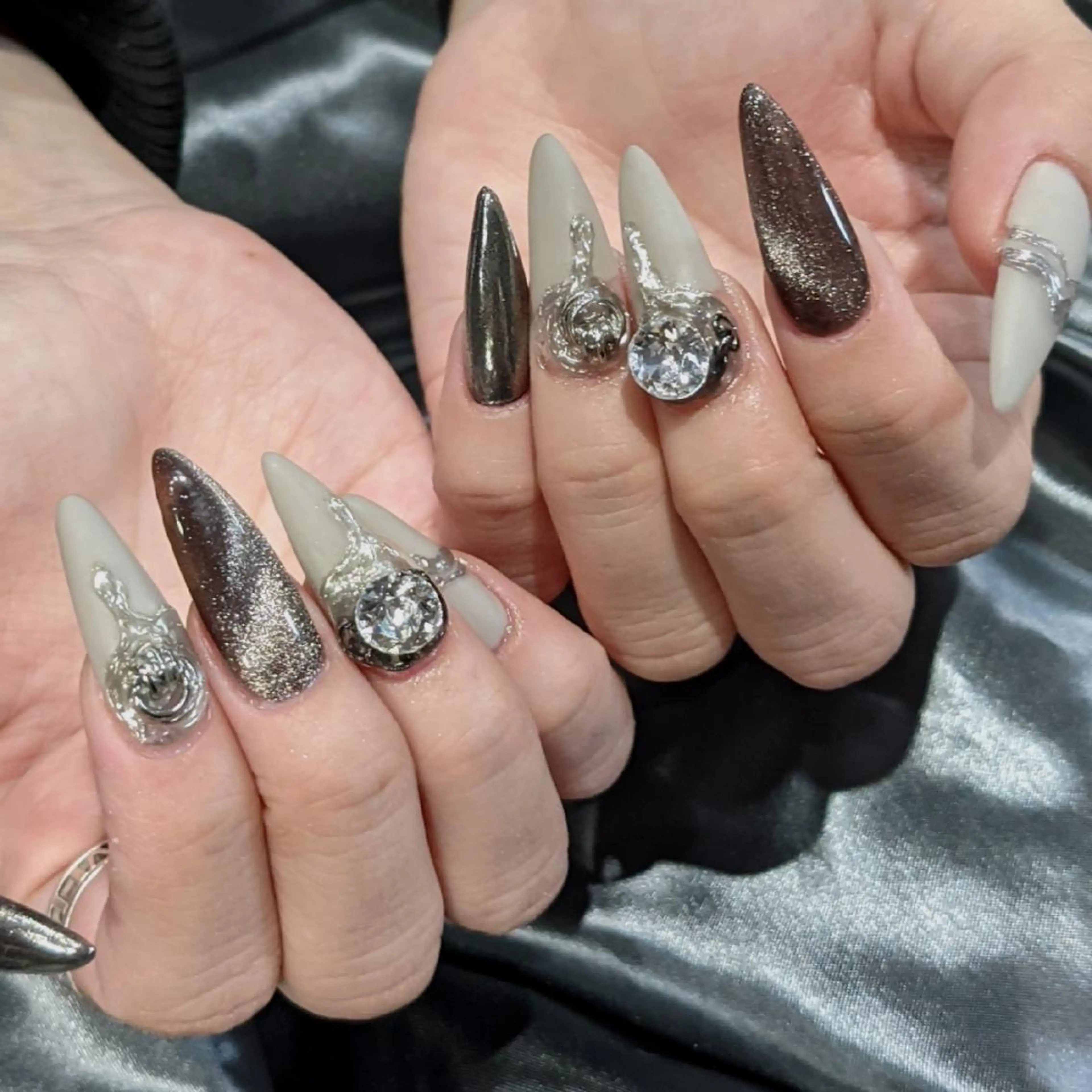 ネイル アートネイル ジェルネイル ロングネイル マグネットネイル マットネイル 2B__nails ニービー京都伏見区のネイルデザイン