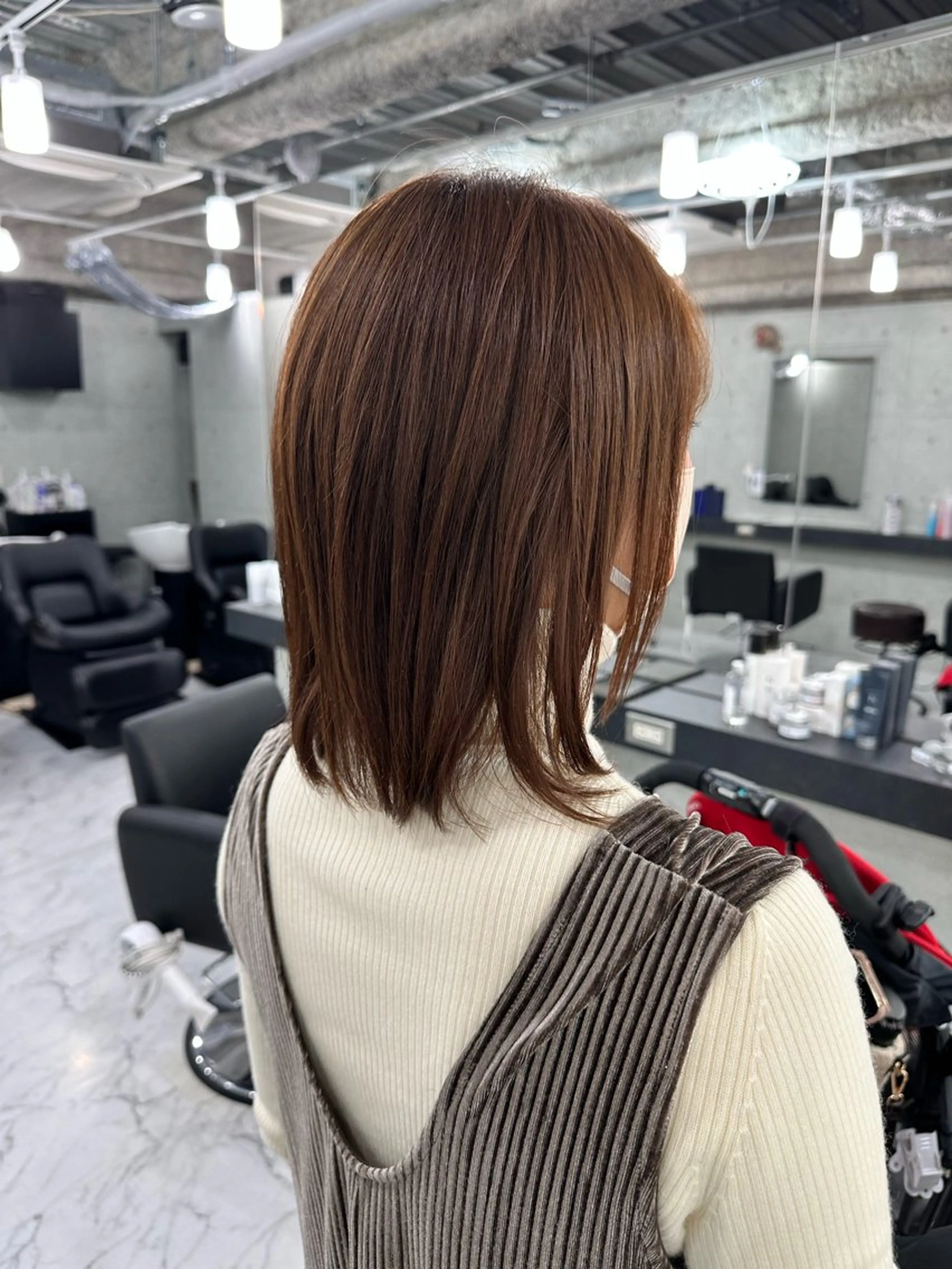 ミディアム ハイライト 髪質改善 小顔カット Endearing 銀座/レイヤーカットのヘアスタイル