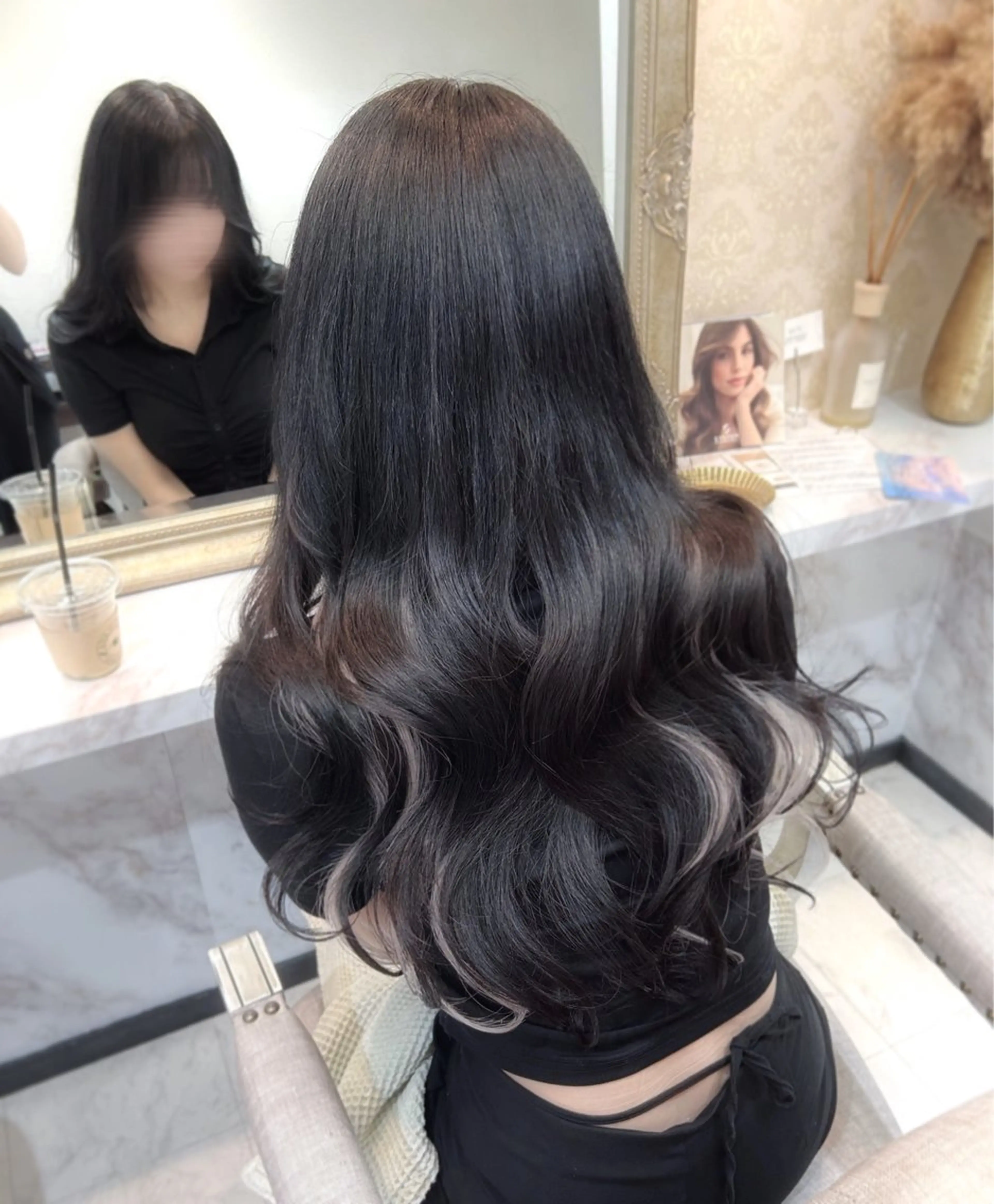 ロング カラー 黒髪 ボブ 韓国風ヘア ロング エクステ ANKH CROSS 🦋mako🦋のヘアスタイル