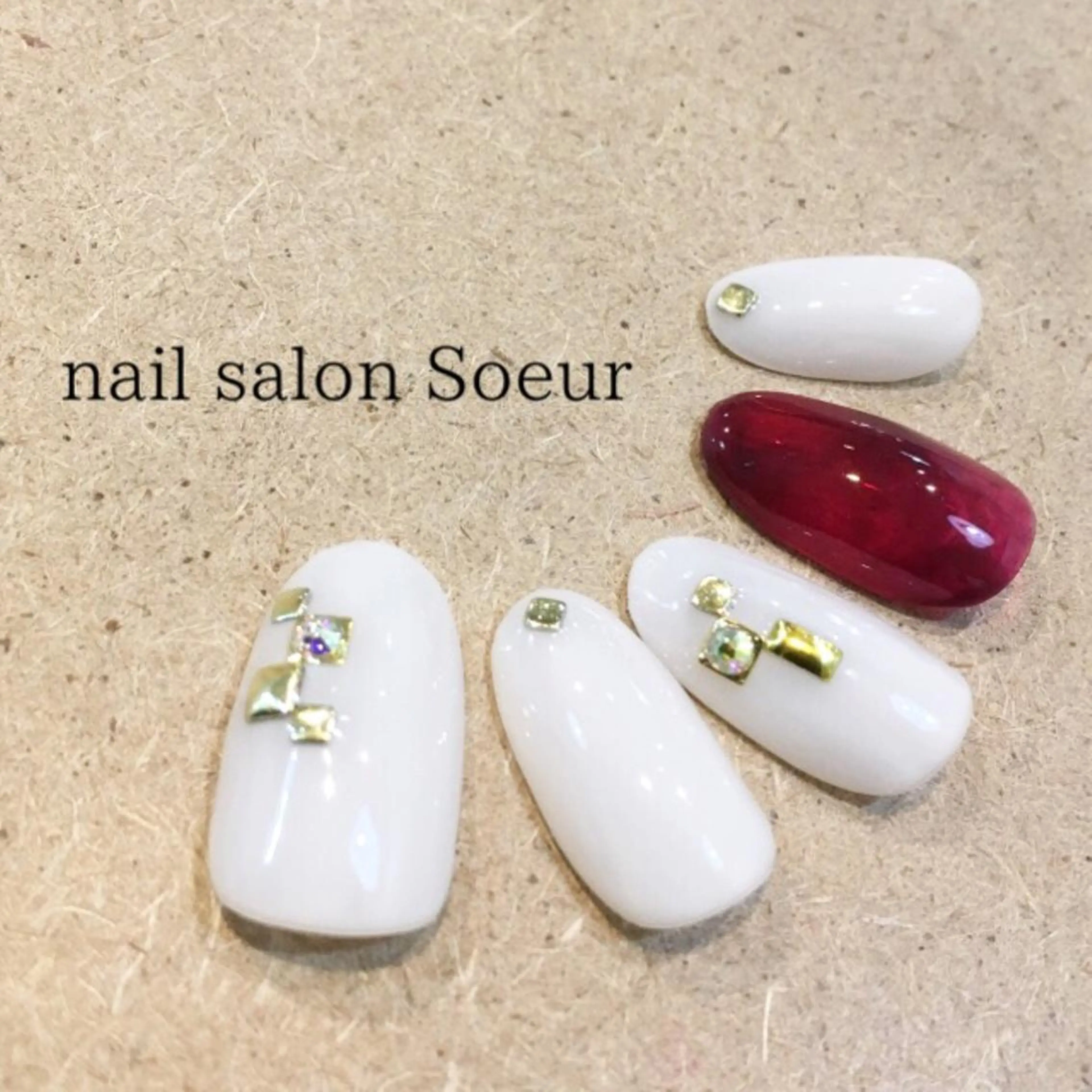 ネイル アニマル柄 アートネイル べっ甲ネイル フレンチネイル 赤色 nail salon Soeurのネイルデザイン