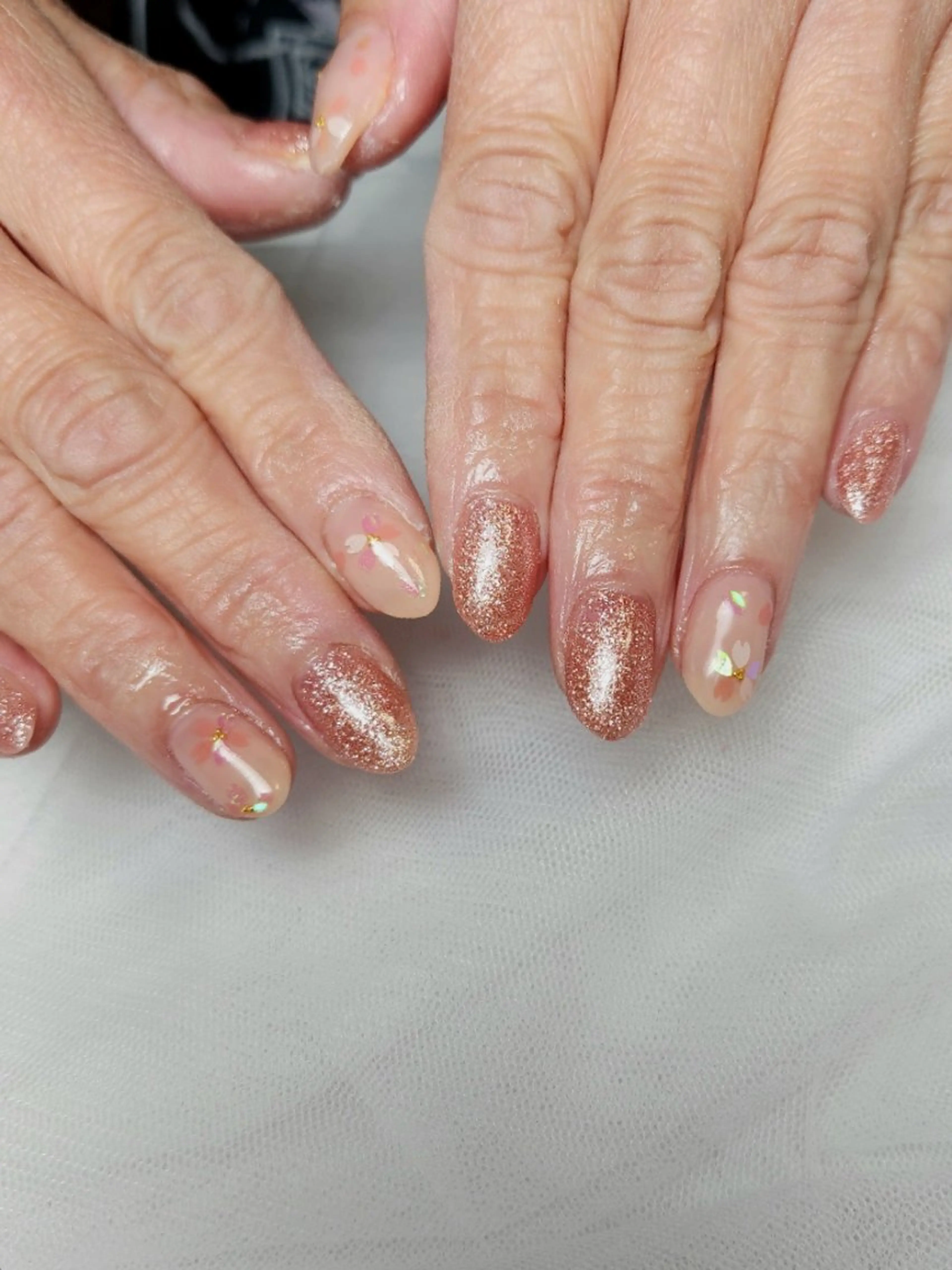 ネイル 桜ネイル ジェルネイル キラキラネイル ピンク シンプルネイル Nailroom3  古屋明美のネイルデザイン