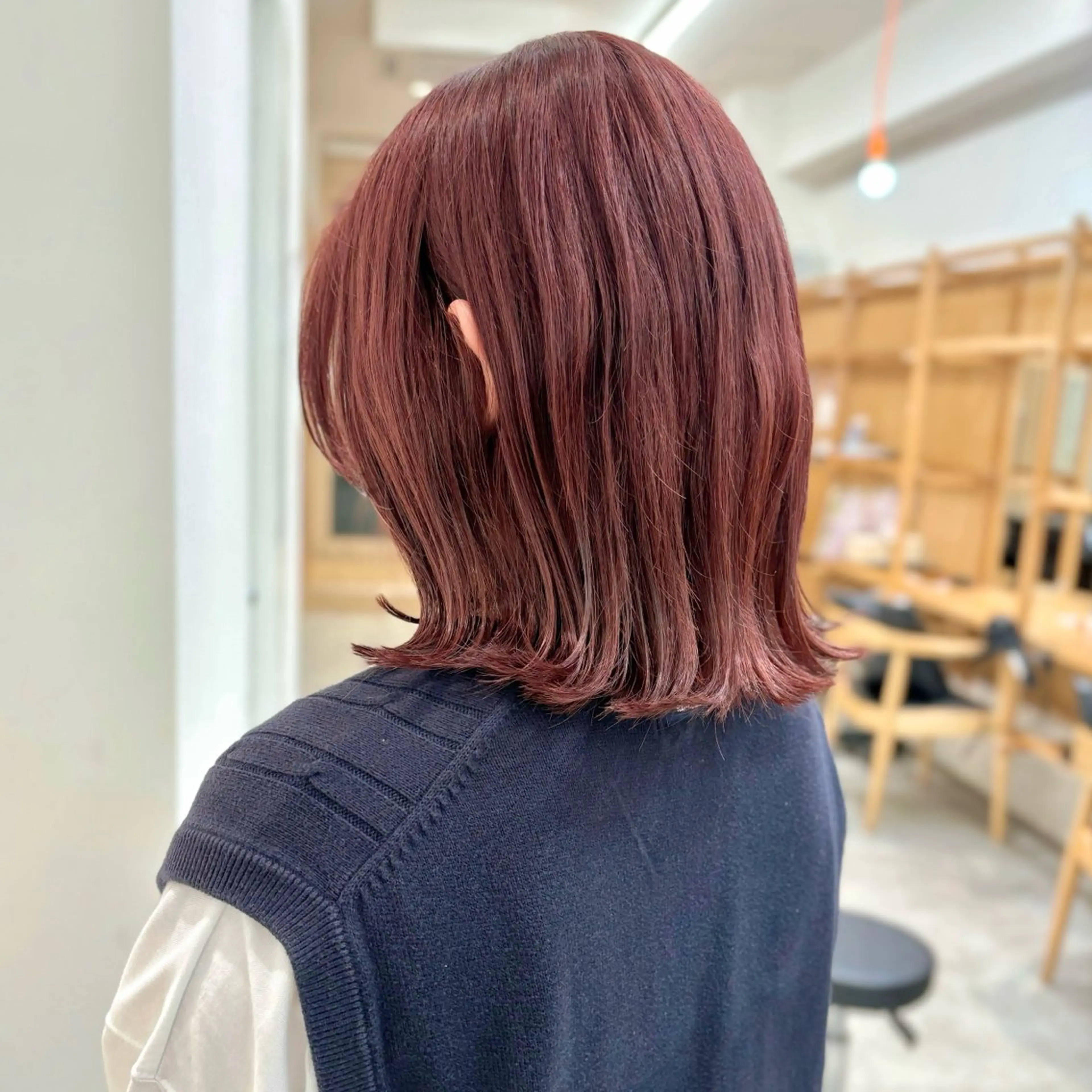 ミディアム カラー ヘアアレンジ ブラウンカラー ピンクカラー ピンクブラウン Apero【アペロ】所属・パーマ/暖色/ボブ イワタテ🇰🇷のヘアスタイル