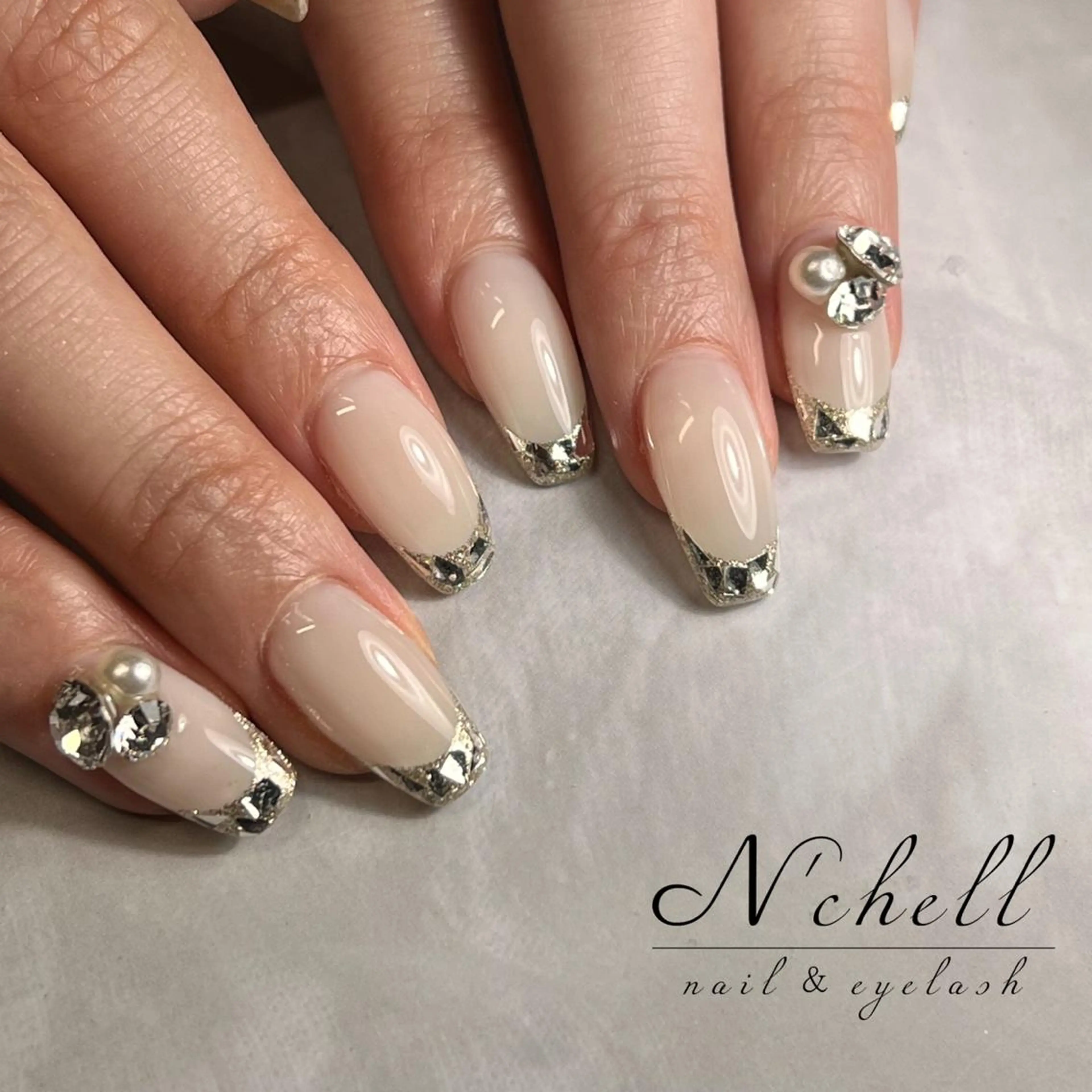 ネイル フレンチネイル ガラスフレンチ ハンドネイル Nailist Aoiのネイルデザイン