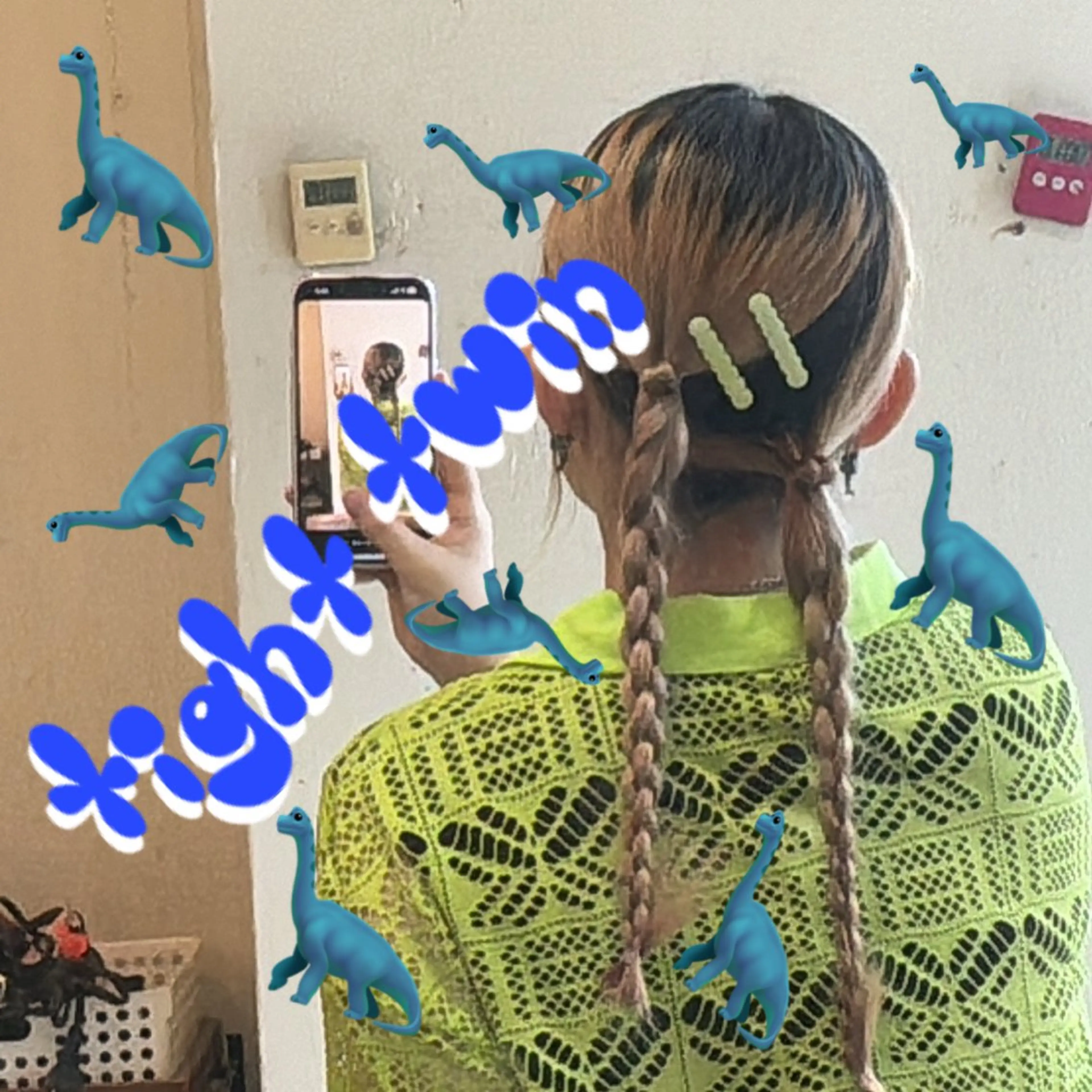 ロング ヘアアレンジ ツインテール 三つ編み ハイライト ロング ヘアセット 🌼ピンク/レッド/ アレンジ/Mei🌼のヘアスタイル