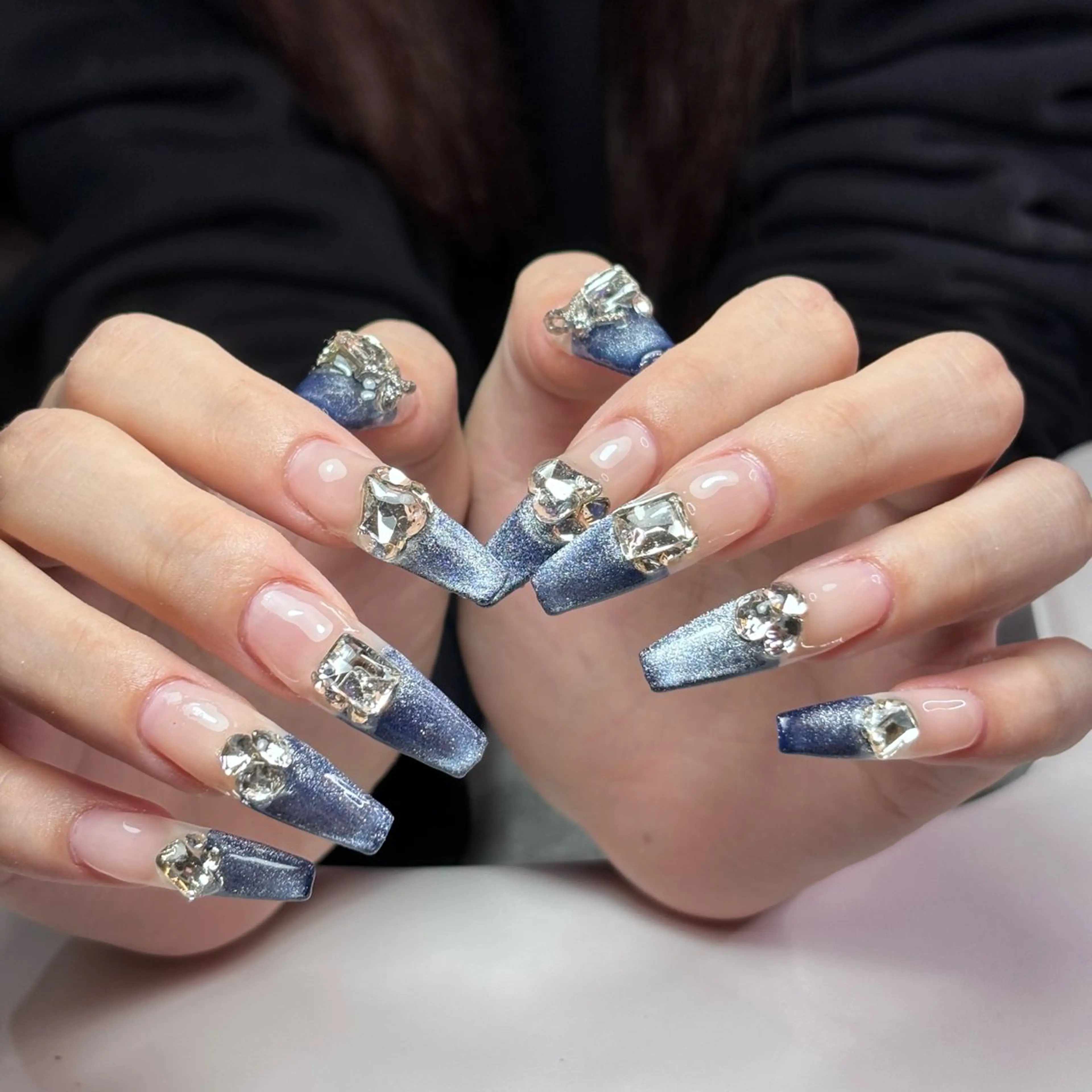 ネイル ブルー 成人式 マグネットネイル ハンドネイル mood mitsukiのネイルデザイン