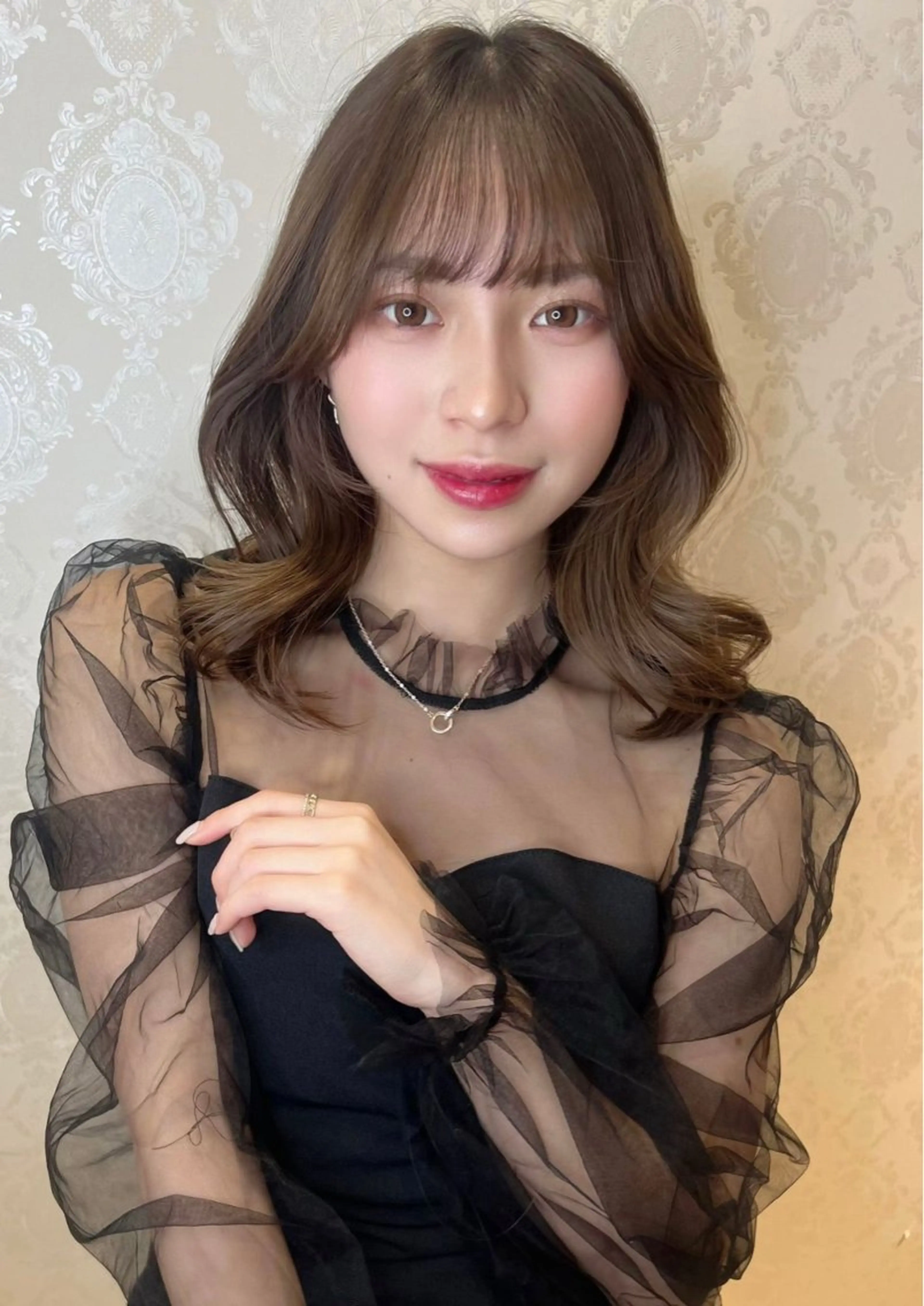 ミディアム カラー 韓国風ヘア 岡田まみ🍒🤍 透明感カラー/暖色のヘアスタイル