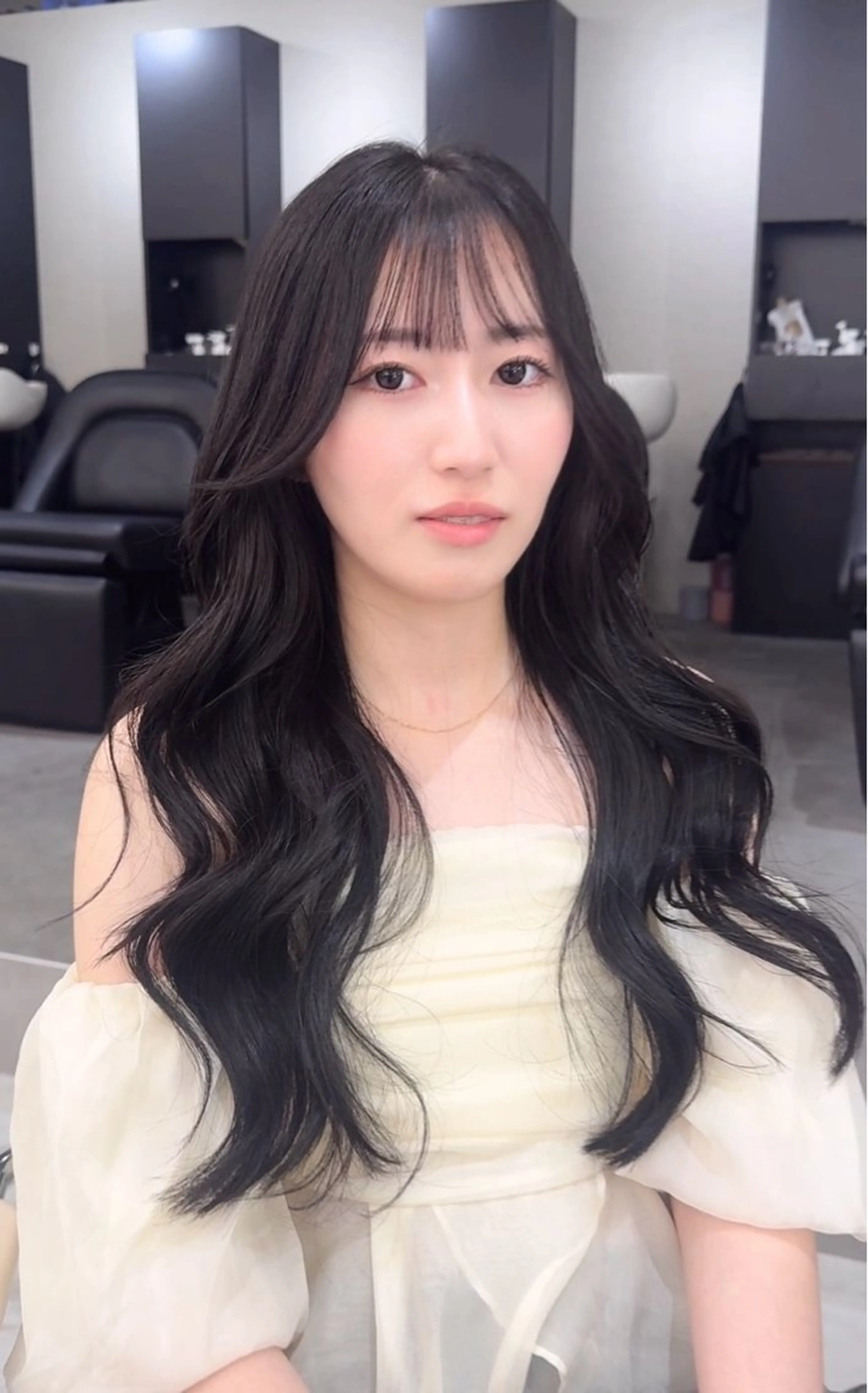 ロング カラー ヘアアレンジ 黒髪 透明感カラー 髪質改善 🤍layer🤍 リナのヘアスタイル