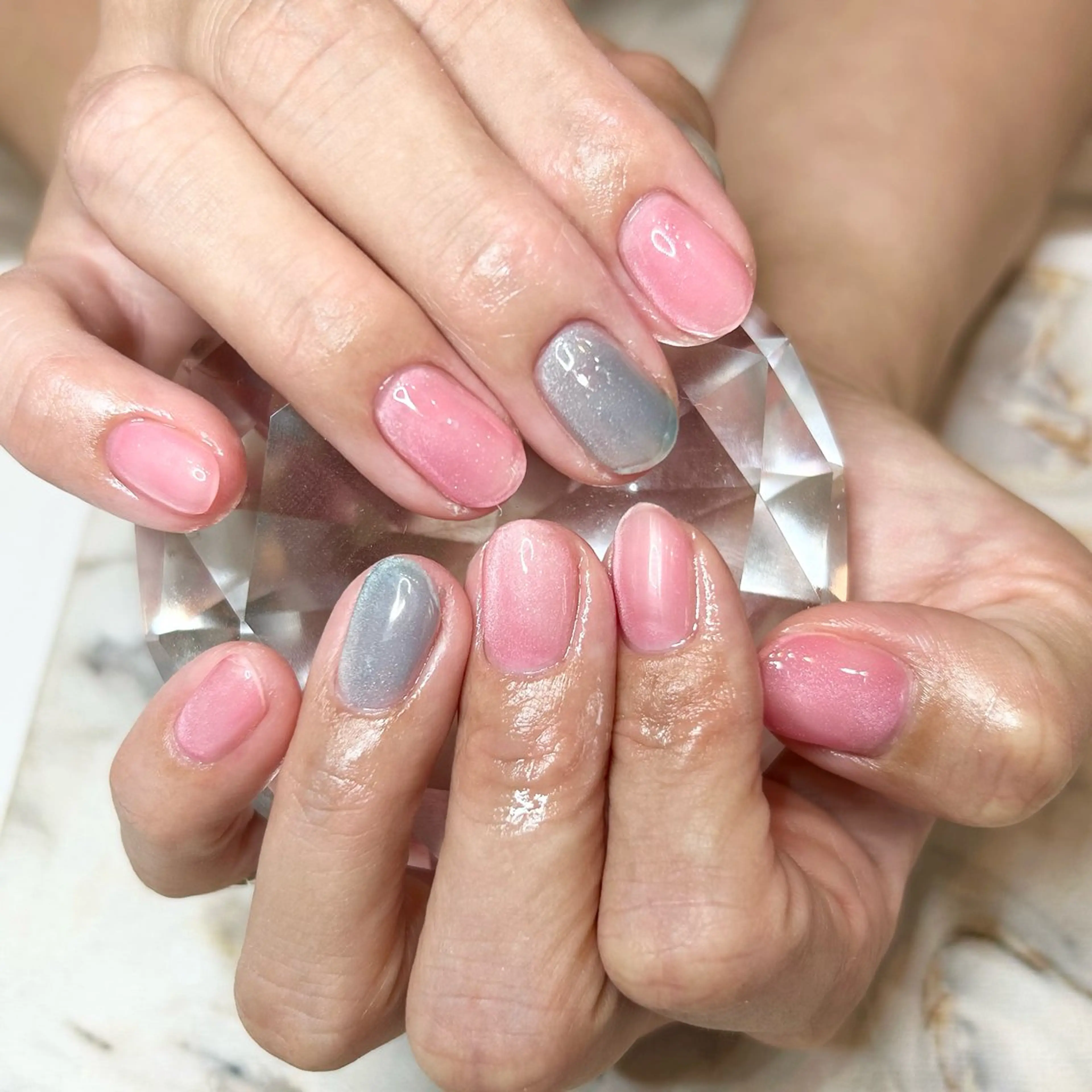 ネイル ブルー マグネットネイル ピンク Nail Stellaのネイルデザイン