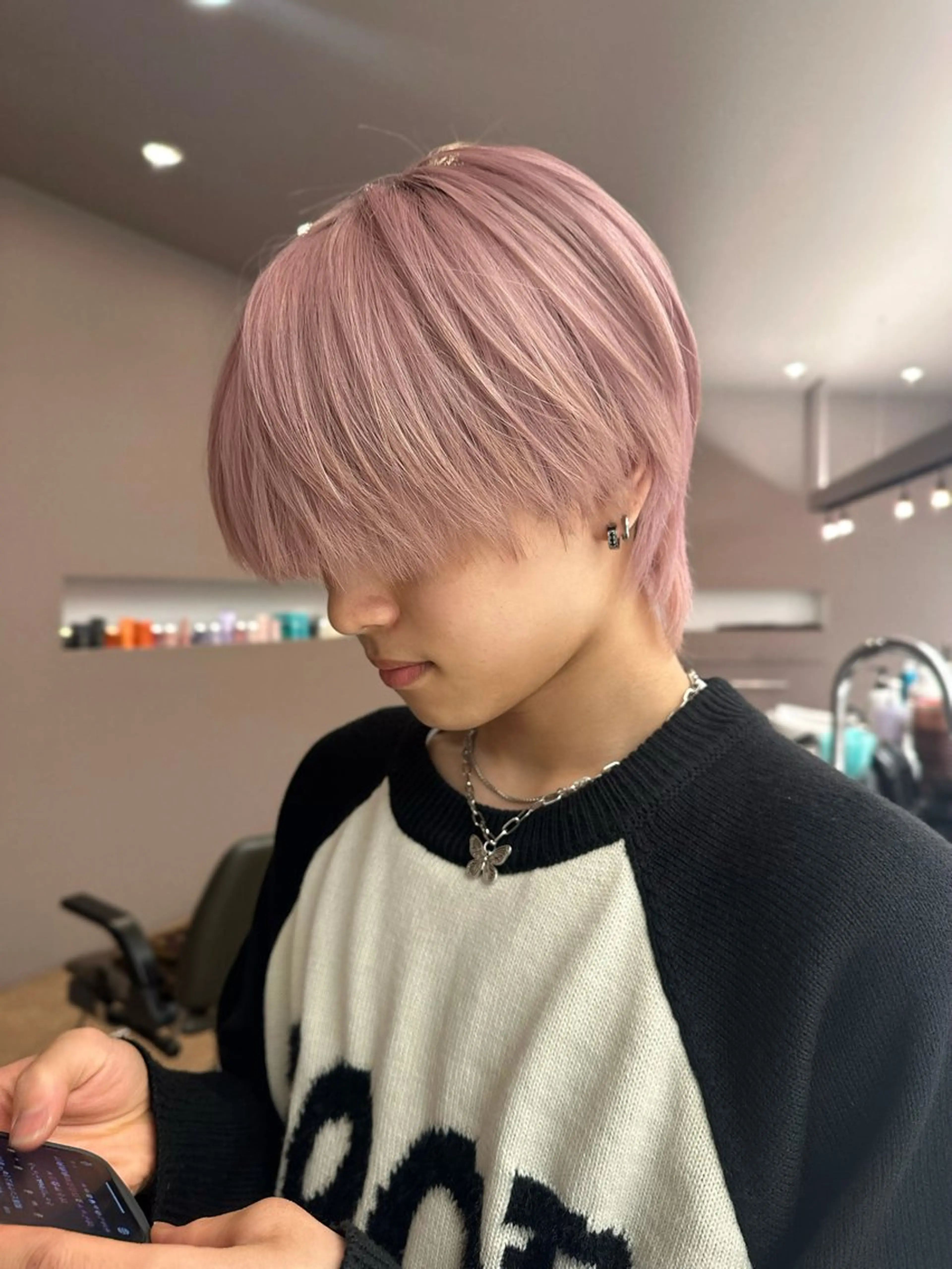 カラー メンズ ピンクカラー ホワイトピンク エスポワール所属・YUSHI HORIUCHIのヘアスタイル