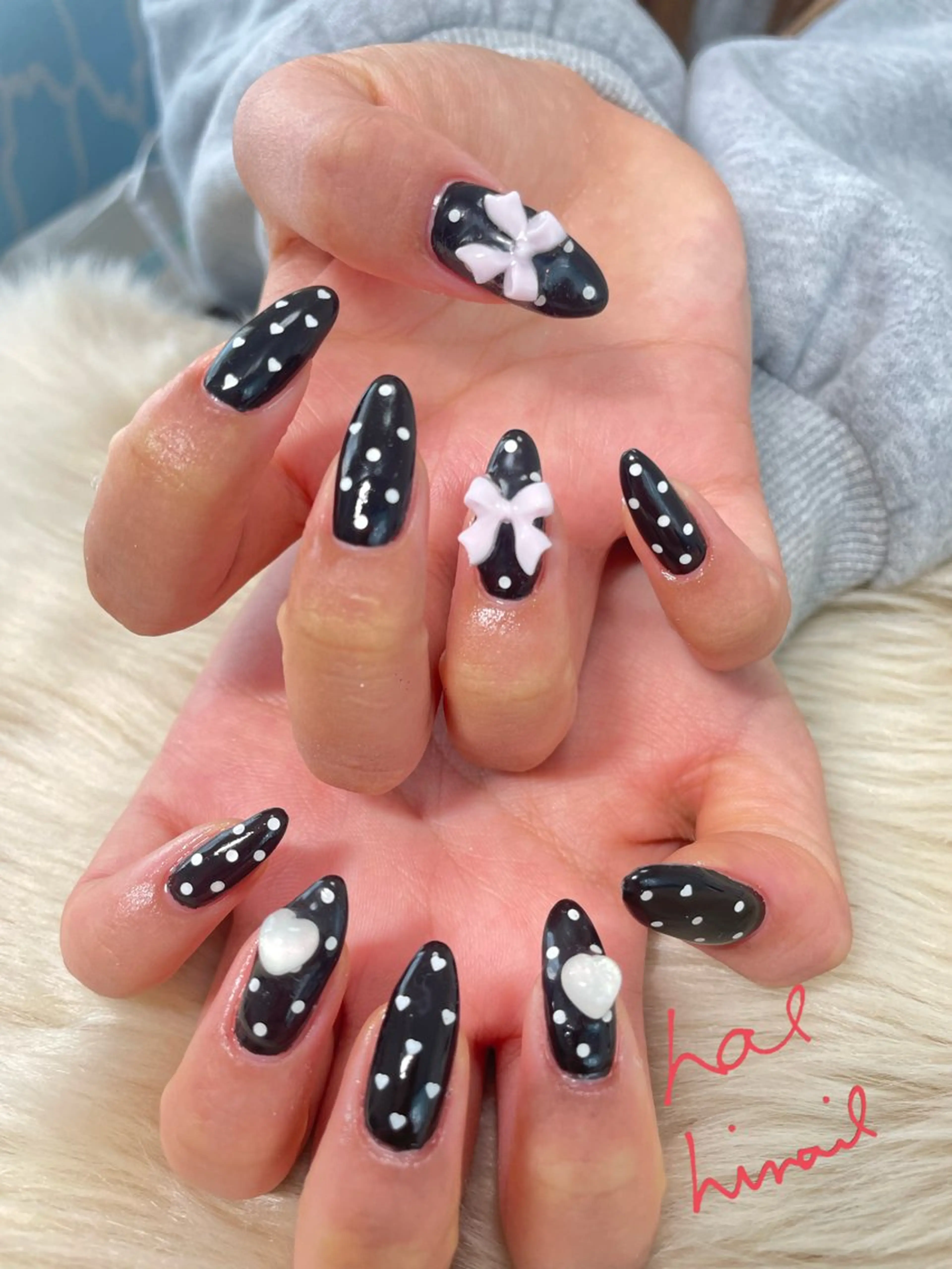 ネイル ドット ハート リボン はるひな ねいるのネイルデザイン