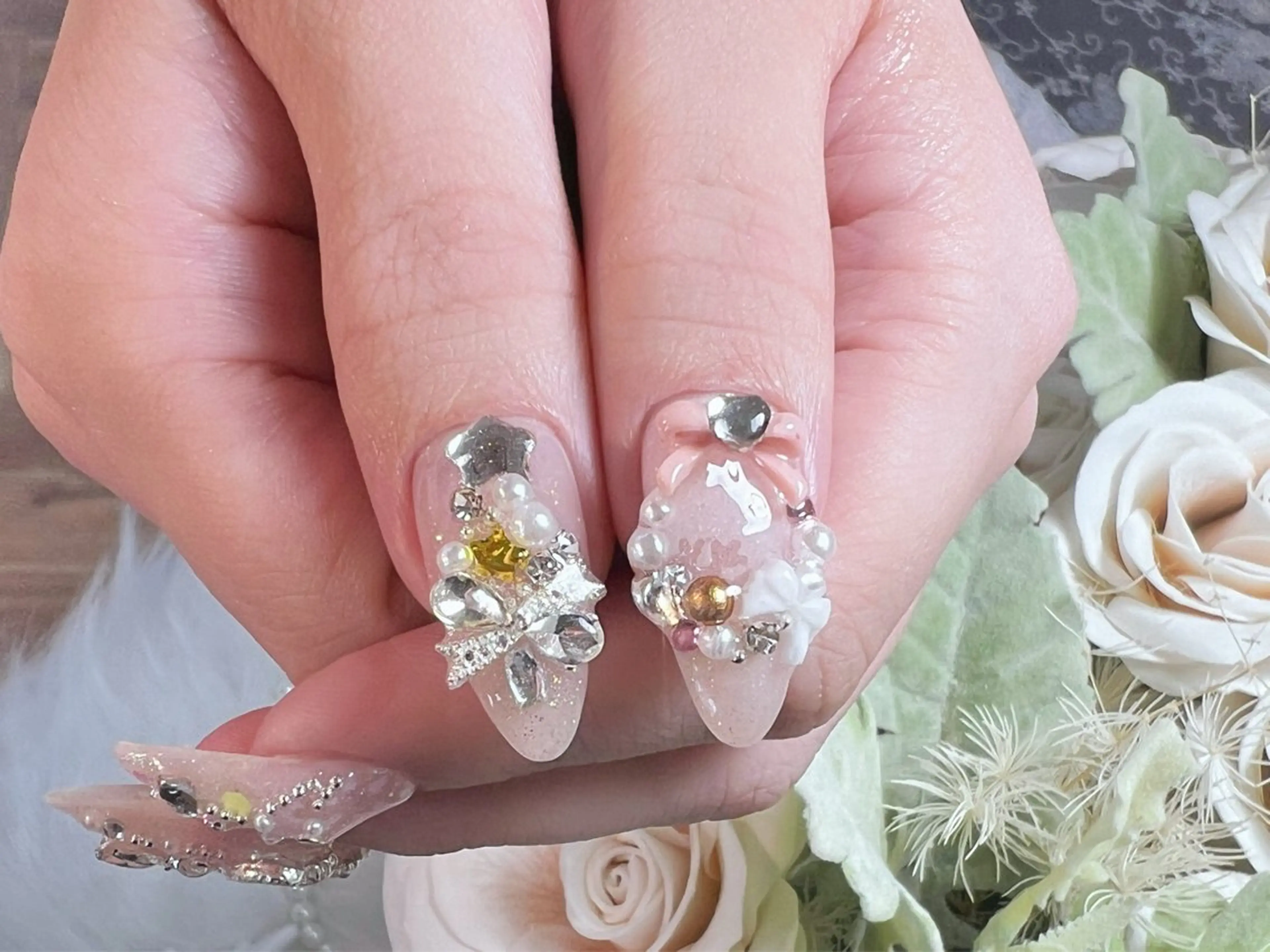 ネイル ロングネイル 持ち込み スカルプネイル 冬ネイル クリスマス ハンドネイル Painty所属・Painty nailのネイルデザイン