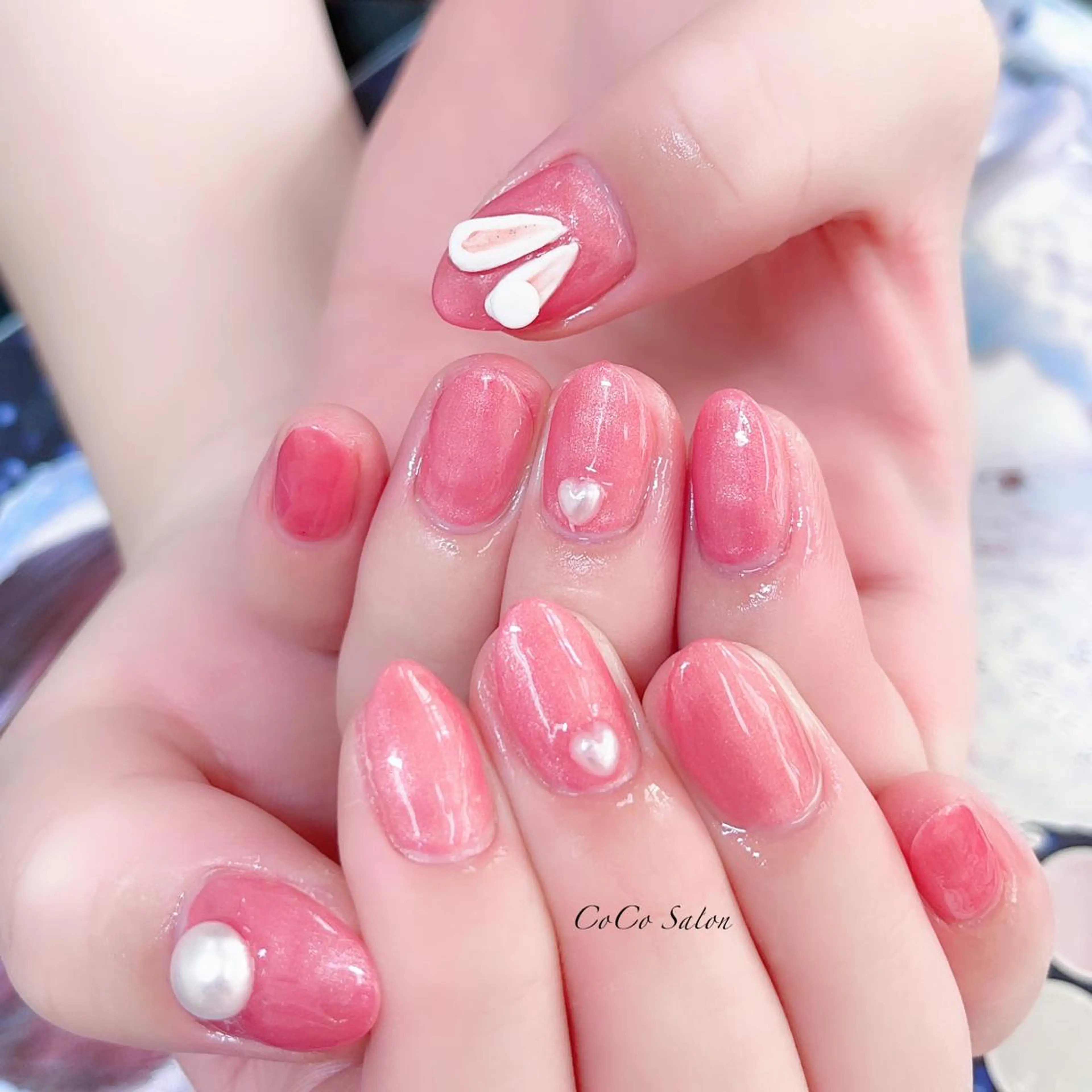 ネイル 長さ出し ジェルネイル キラキラネイル 韓国ネイル オフィスネイル ハンドネイル CoCoSalon ネイル/まつ毛予約のネイルデザイン