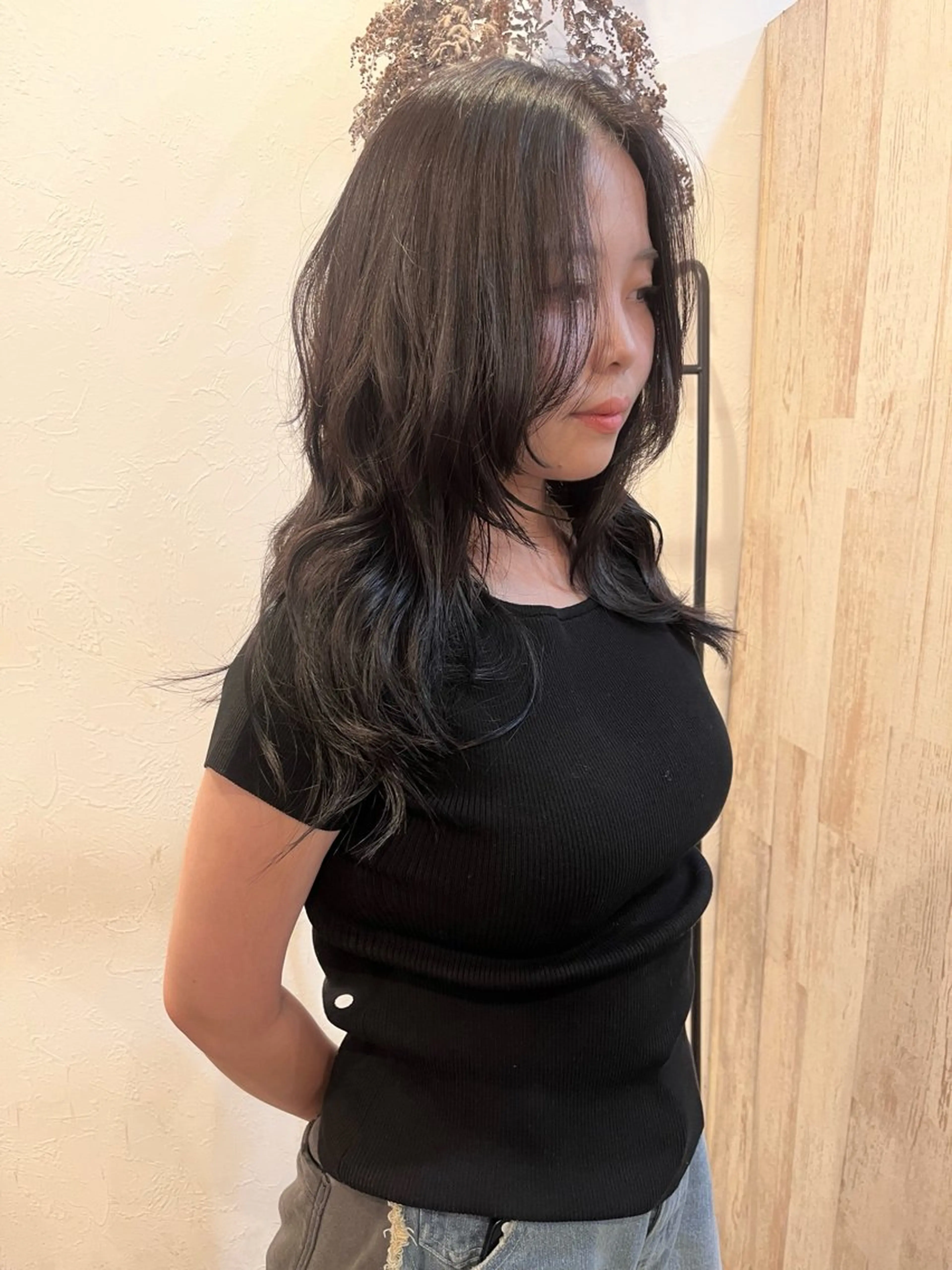 ロング カラー ハッシュカット 韓国風ヘア カット ヘアカラー niko RINKAのヘアスタイル