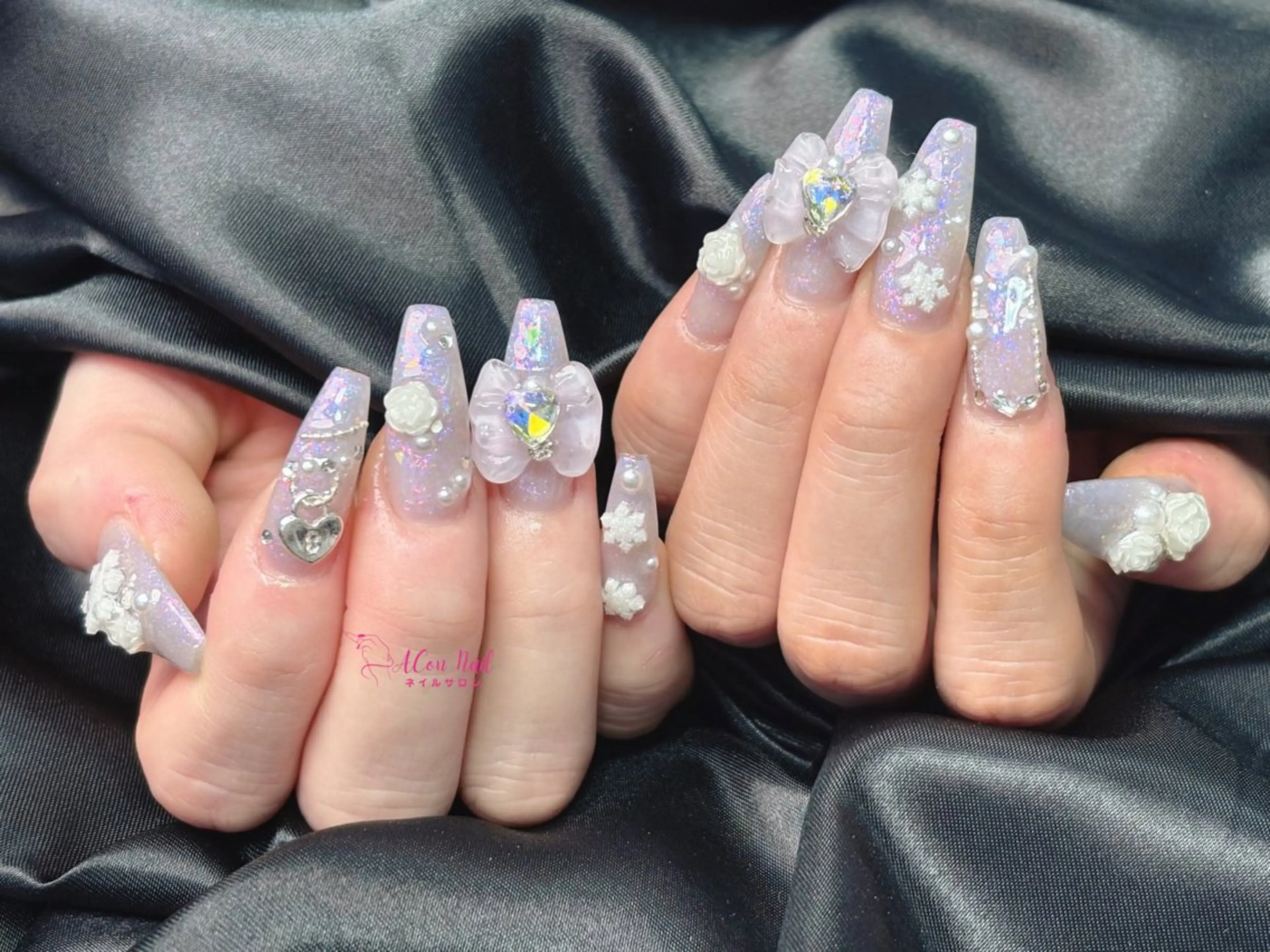 ネイル 桜ネイル 長さ出し フラワーネイル フレンチネイル ジェルネイル ハンドネイル AConNailSalon所属・ACon NailSalonのネイルデザイン